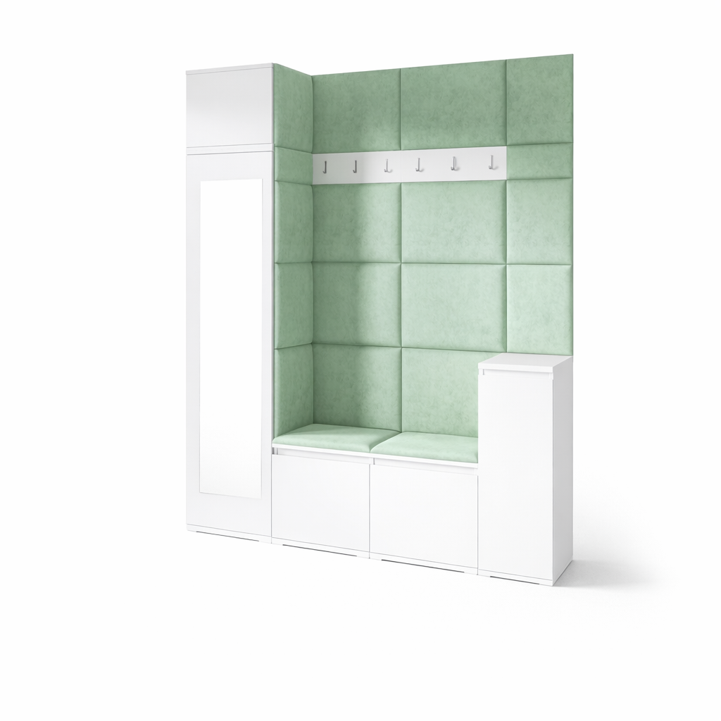 PK Emi 29 Hallway Wardrobe White - Upholstered Panels in Various Colours