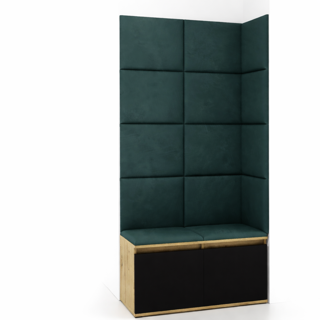 PK Emi 2 Hallway Wardrobe Artisan Oak/Black -Upholstered Panels in Various Colours