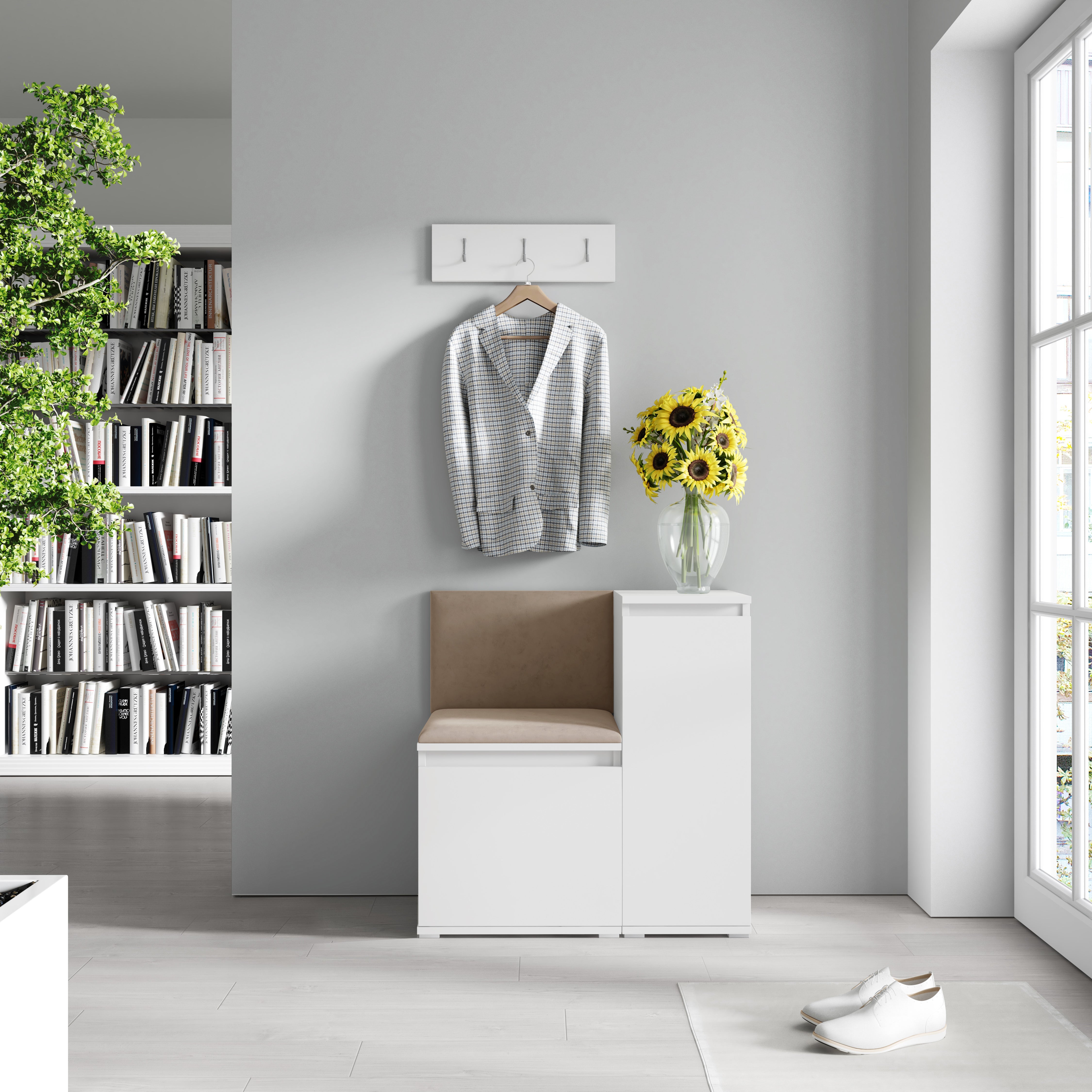 PK Emi 30 Hallway Wardrobe White - Upholstered Panels in Various Colours