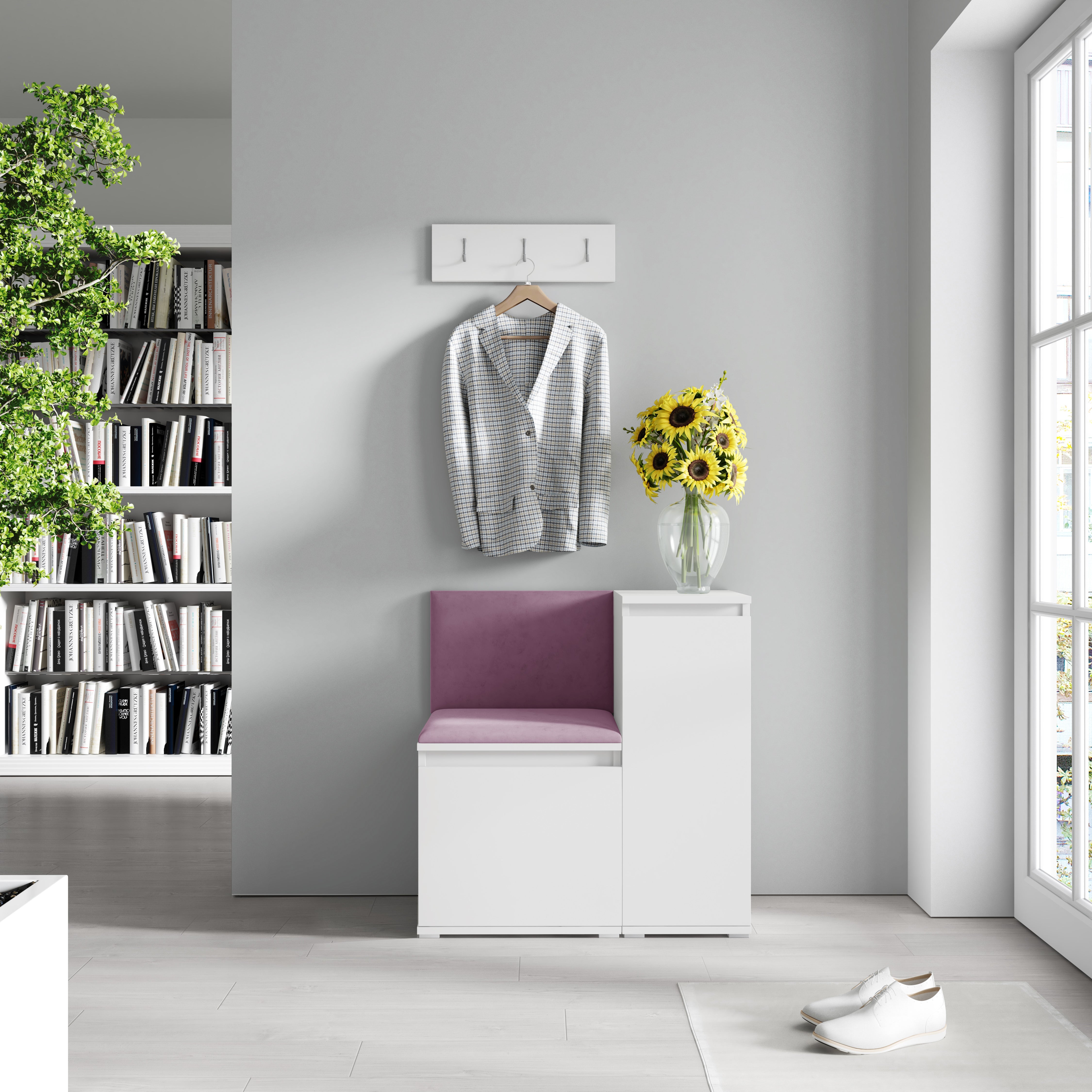 PK Emi 30 Hallway Wardrobe White - Upholstered Panels in Various Colours