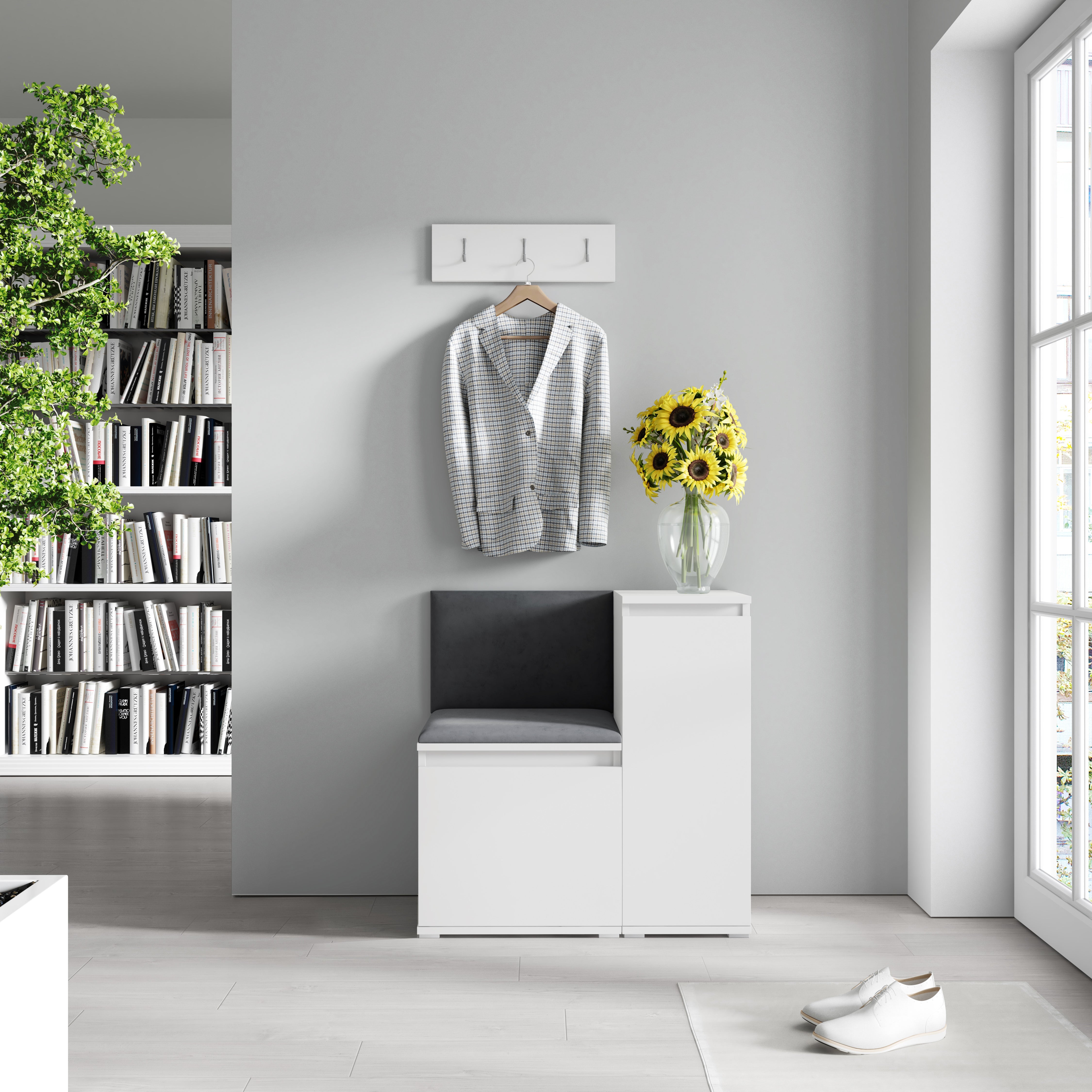 PK Emi 30 Hallway Wardrobe White - Upholstered Panels in Various Colours