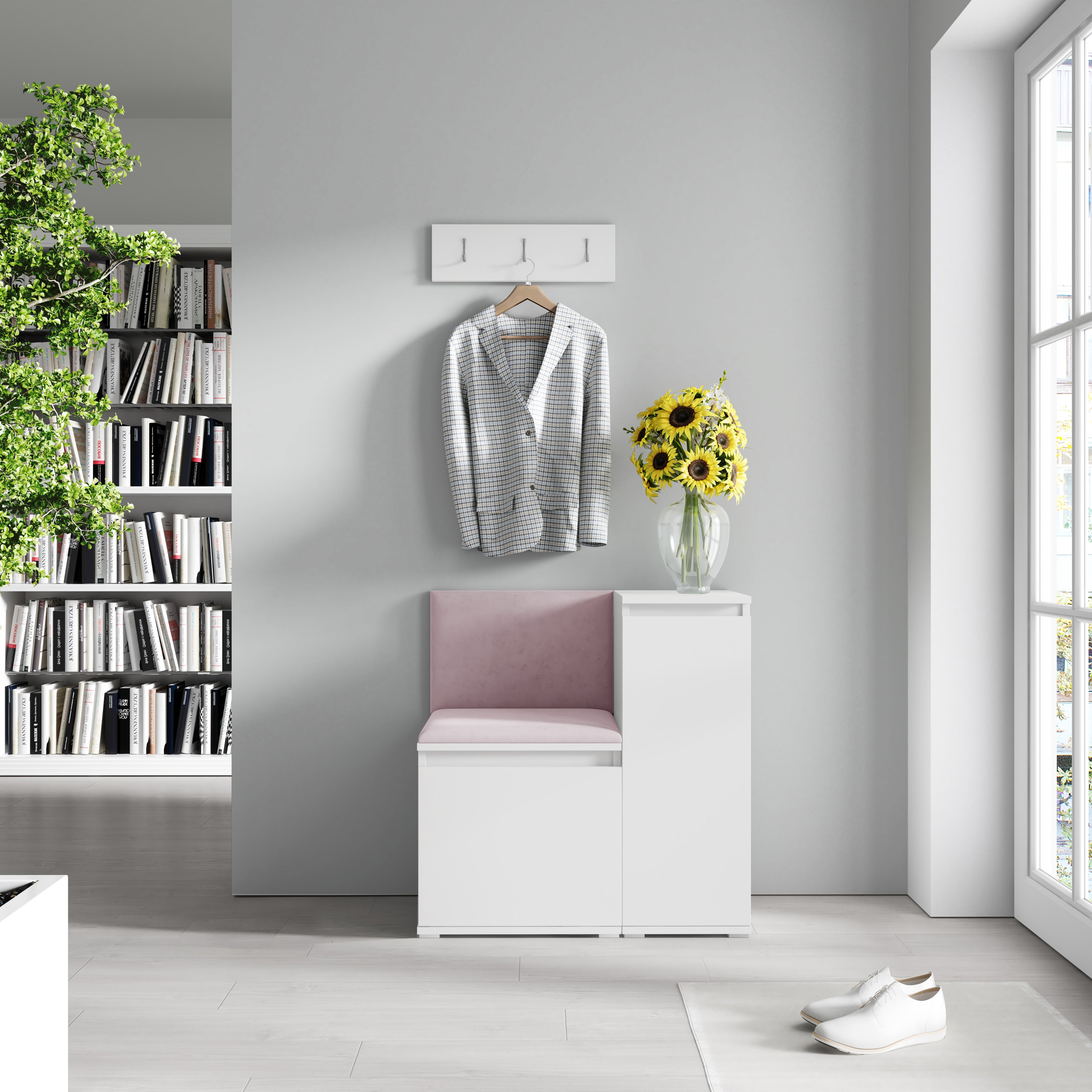 PK Emi 30 Hallway Wardrobe White - Upholstered Panels in Various Colours