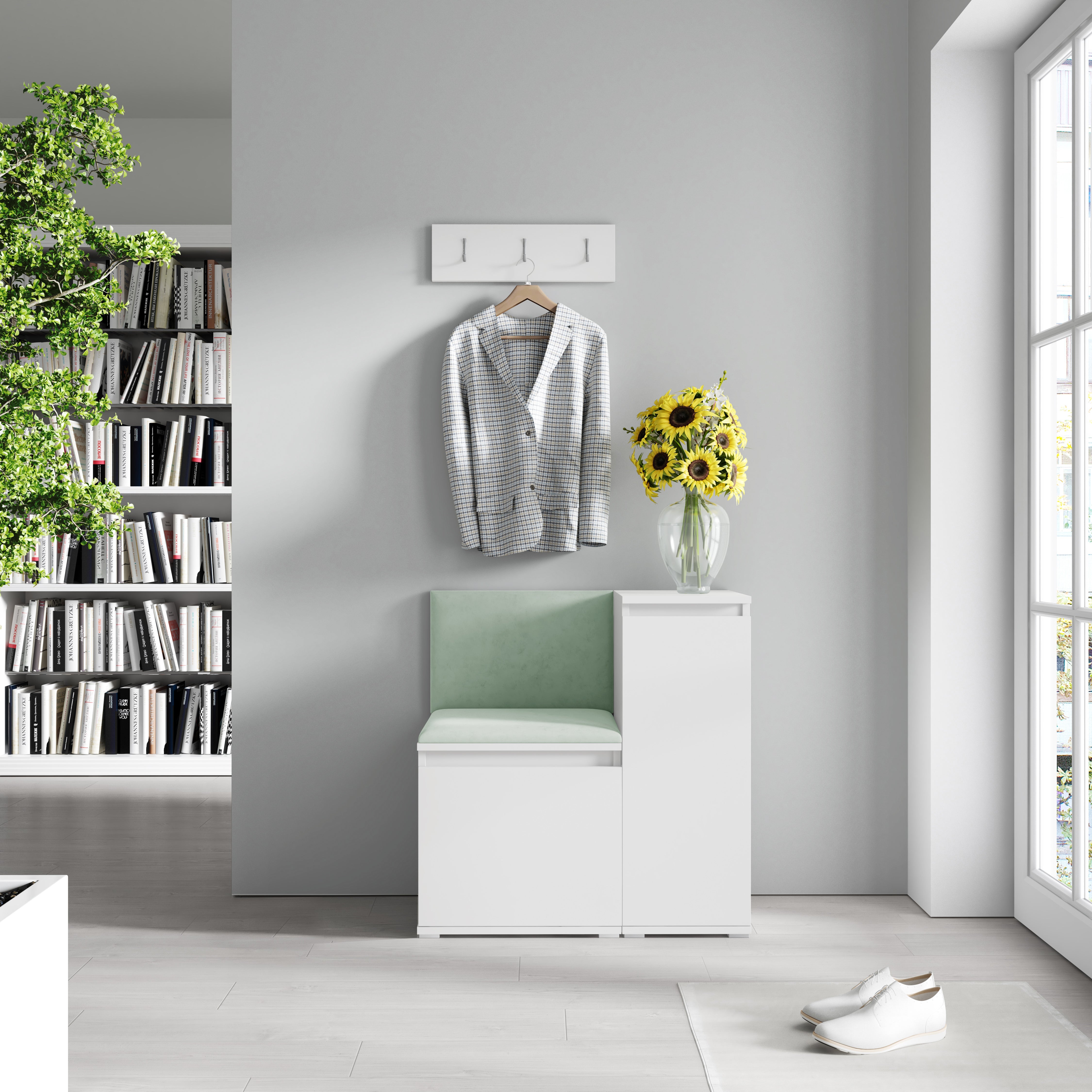 PK Emi 30 Hallway Wardrobe White - Upholstered Panels in Various Colours