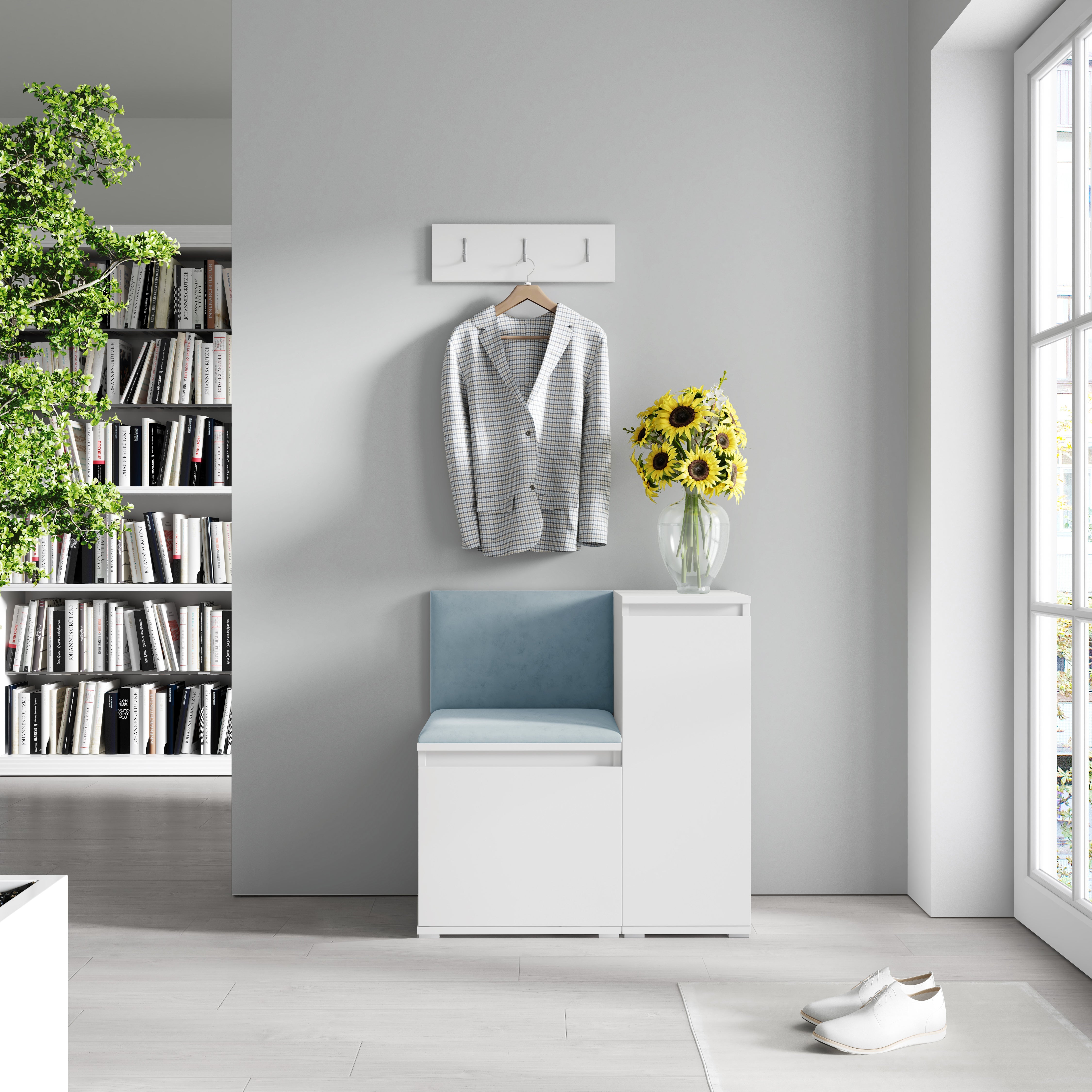 PK Emi 30 Hallway Wardrobe White - Upholstered Panels in Various Colours