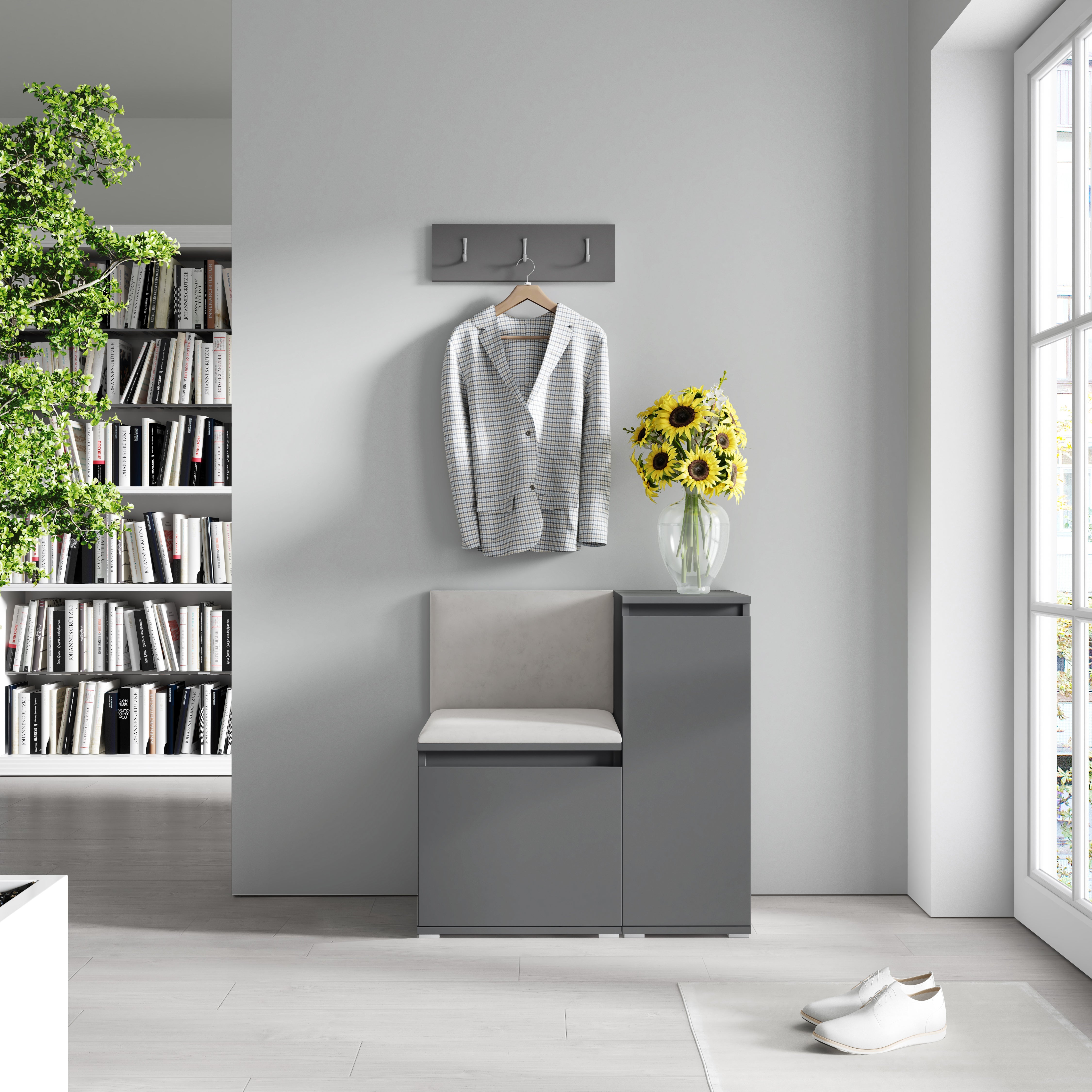 PK Emi 30 Flurschrank Graphit - Gepolsterte Paneele in verschiedenen Farben