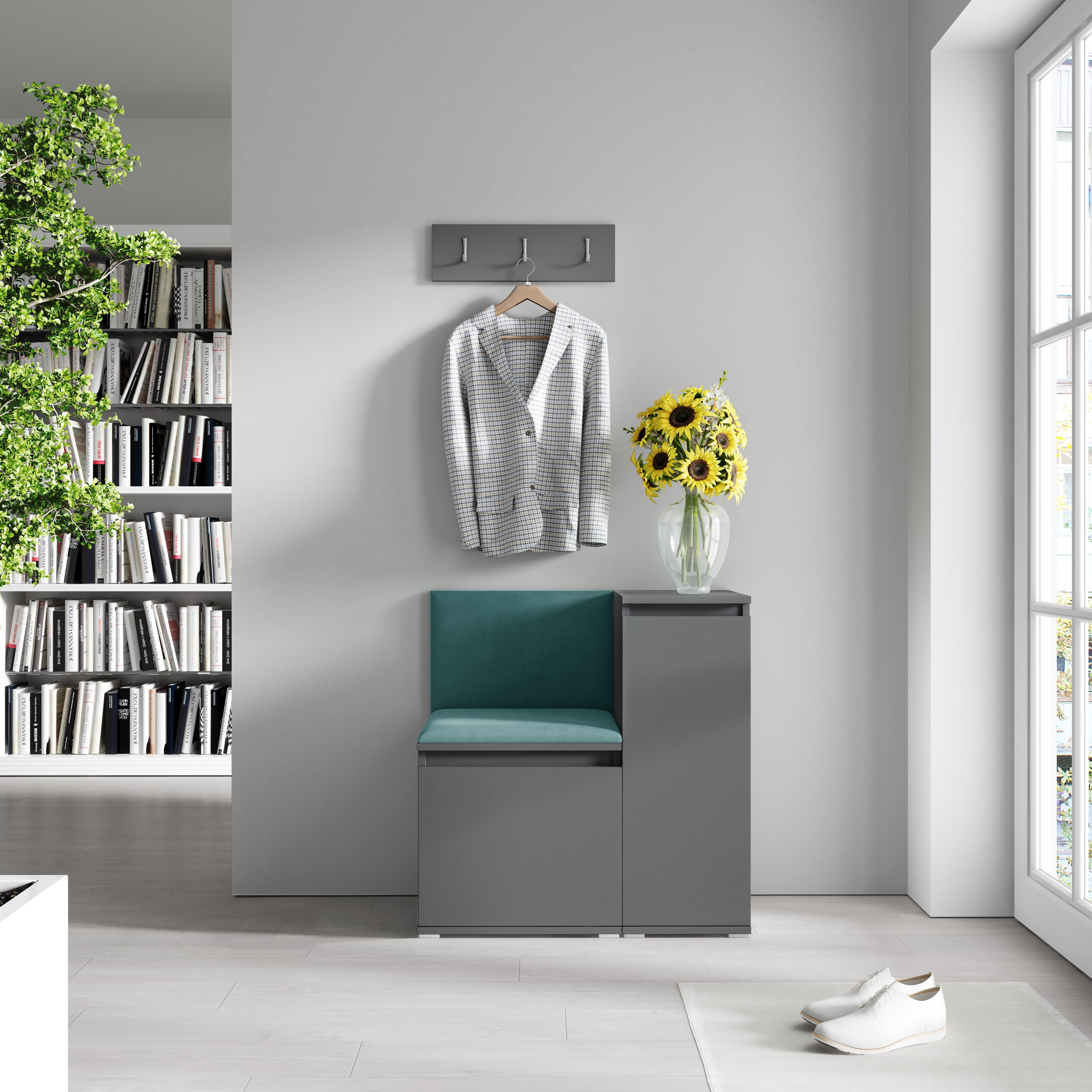 PK Emi 30 Flurschrank Graphit - Gepolsterte Paneele in verschiedenen Farben