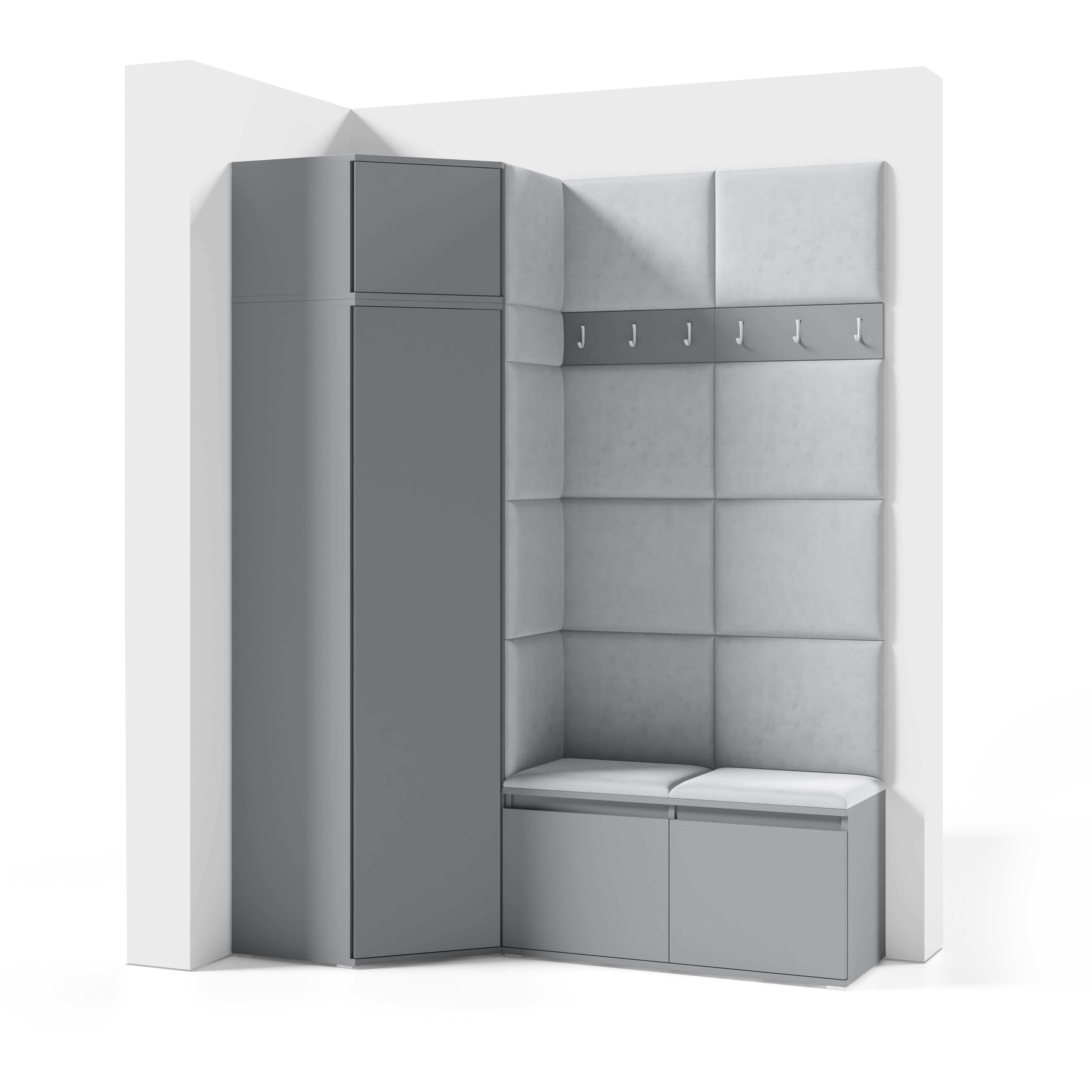 PK Emi 37 Hallway Wardrobe Graphite - Upholstered Panels in Various Colours