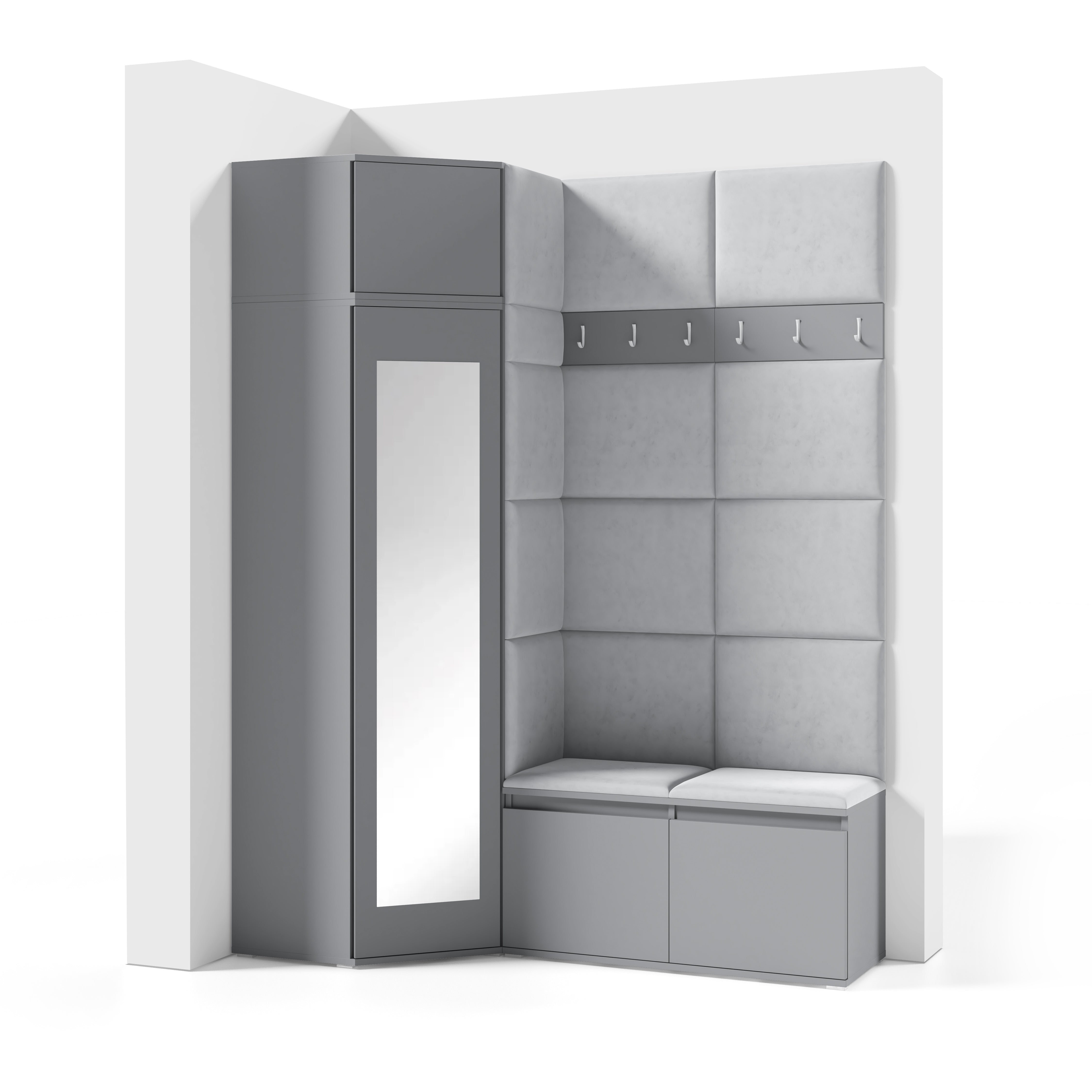 PK Emi 37 Hallway Wardrobe Graphite - Upholstered Panels in Various Colours