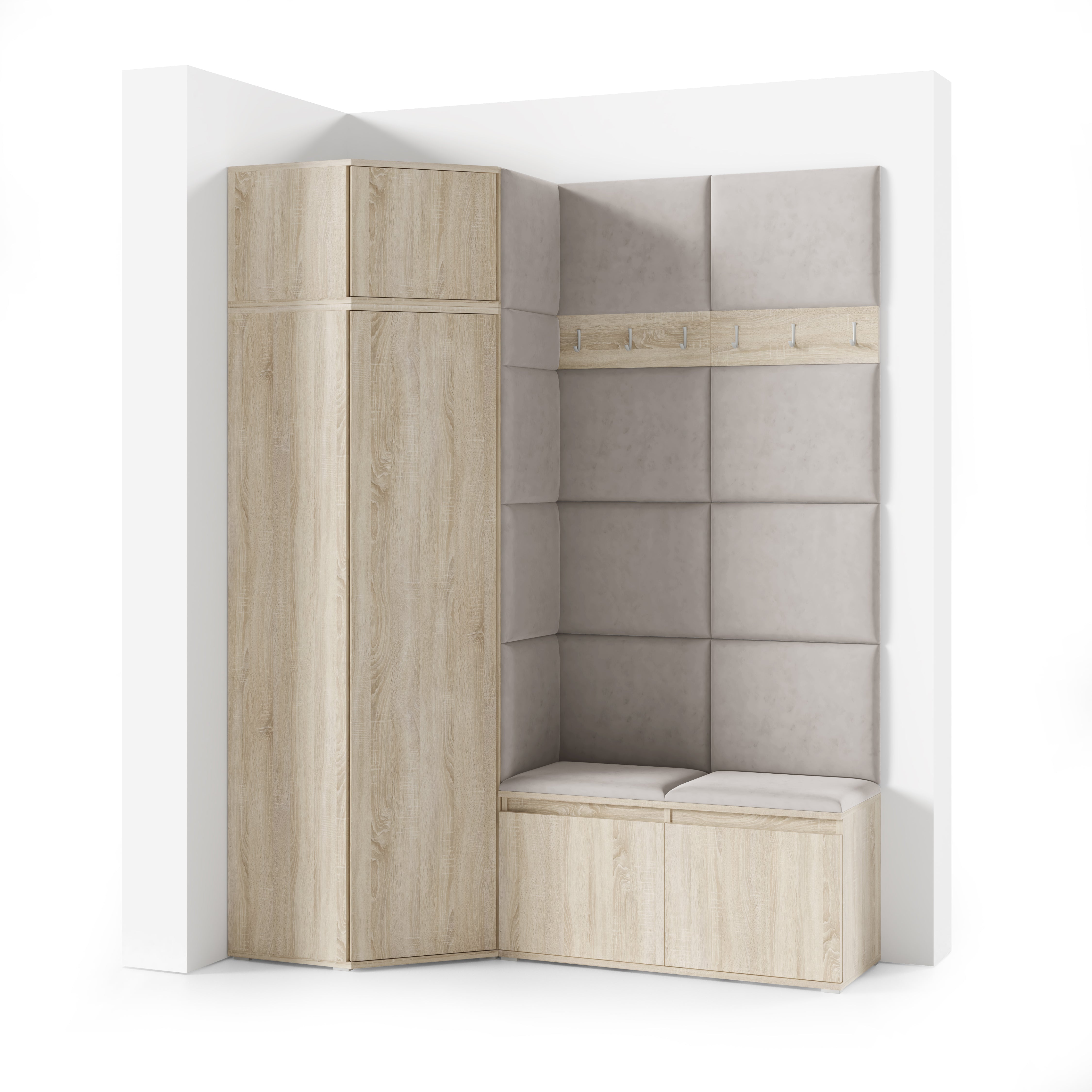 PK Emi 37 Flurschrank Sonoma Oak - Gepolsterte Paneele in verschiedenen Farben