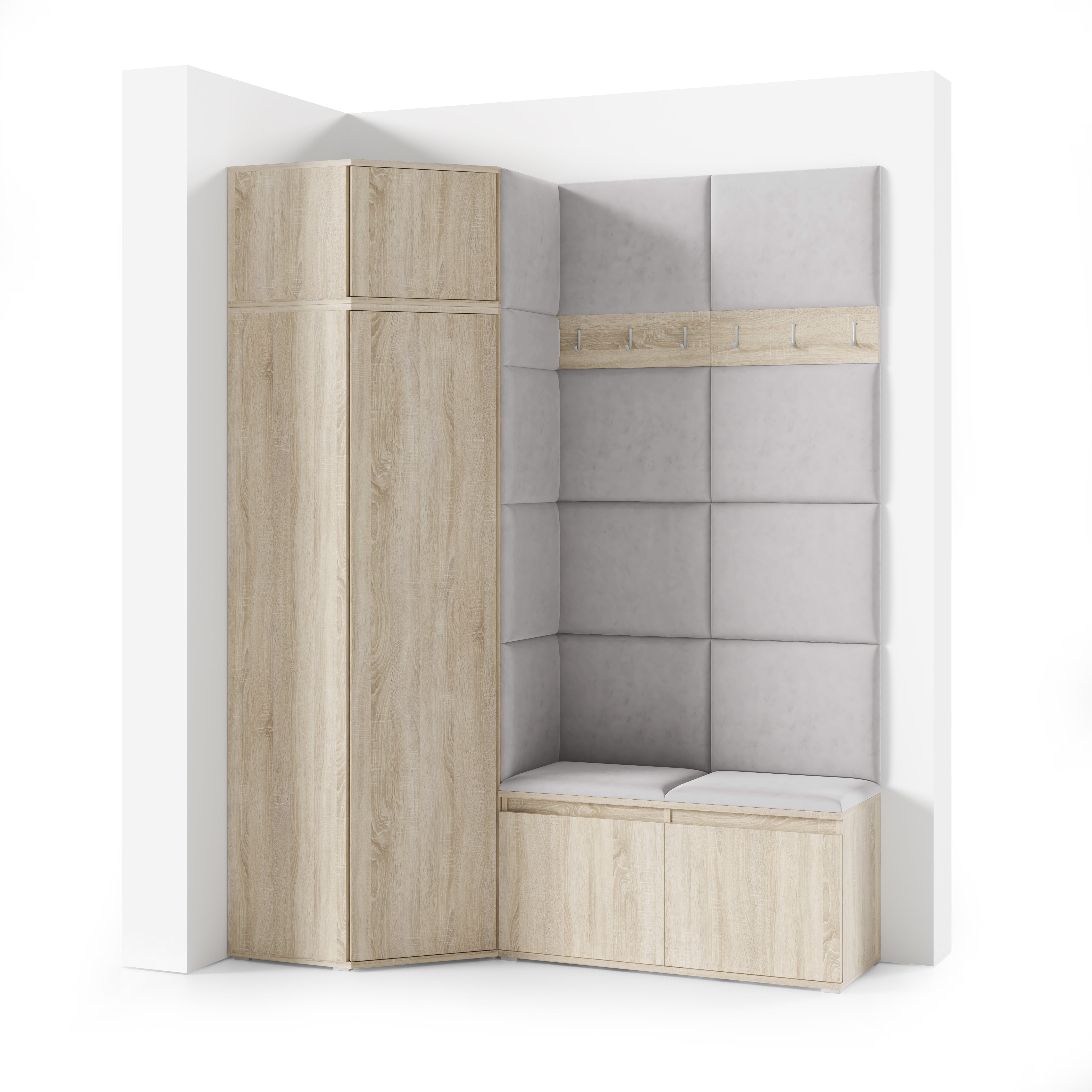 PK Emi 37 Flurschrank Sonoma Oak - Gepolsterte Paneele in verschiedenen Farben