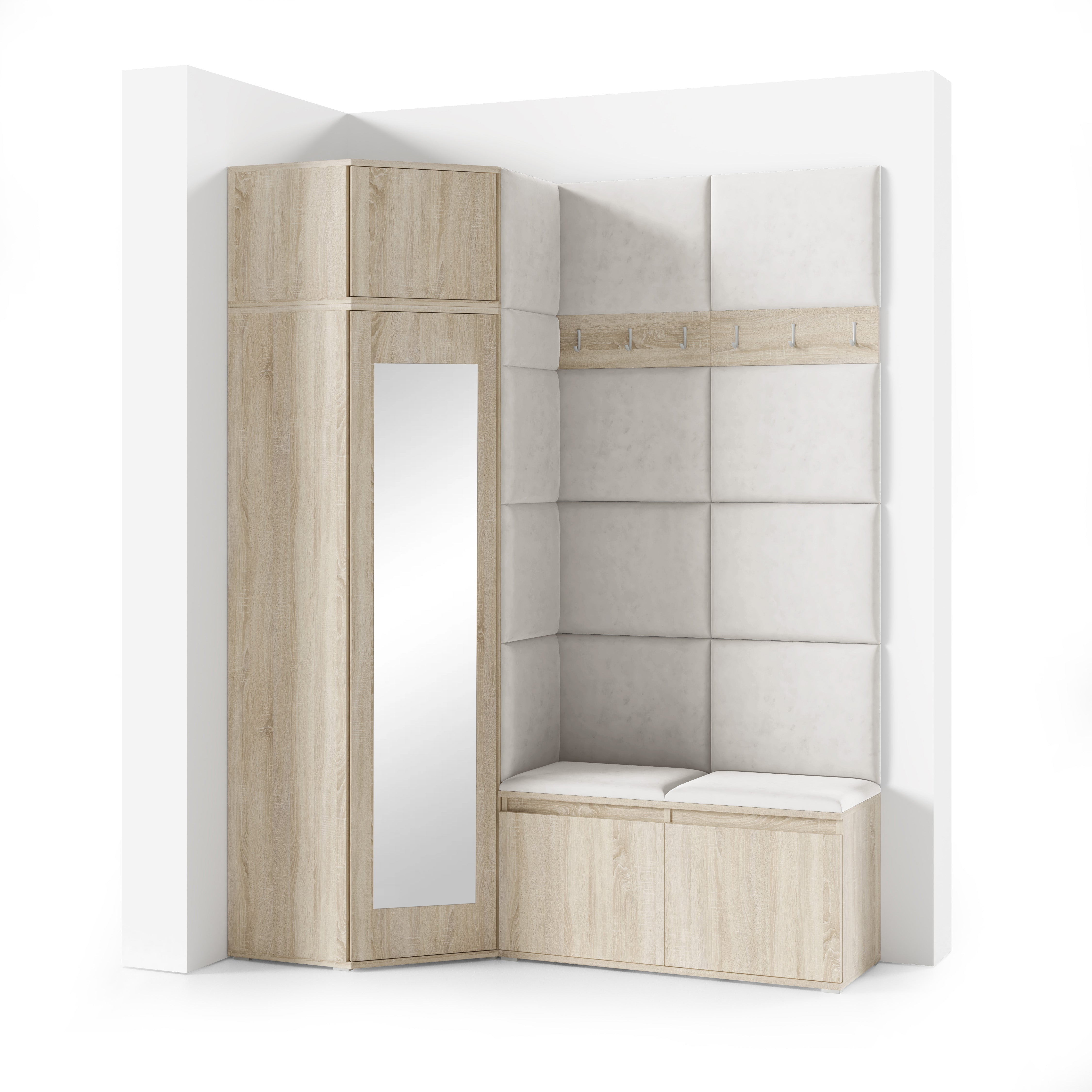 PK Emi 37 Flurschrank Sonoma Oak - Gepolsterte Paneele in verschiedenen Farben