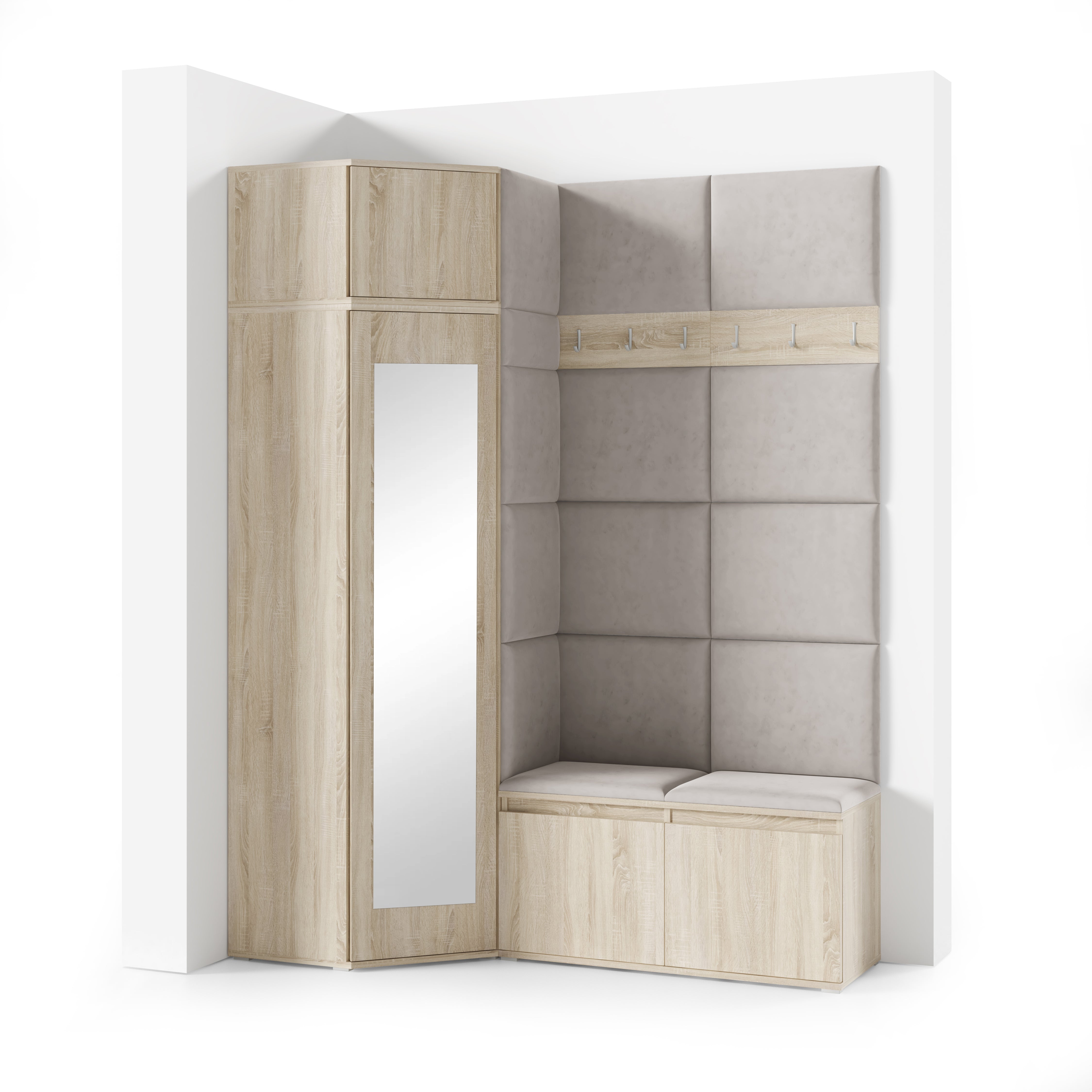 PK Emi 37 Flurschrank Sonoma Oak - Gepolsterte Paneele in verschiedenen Farben