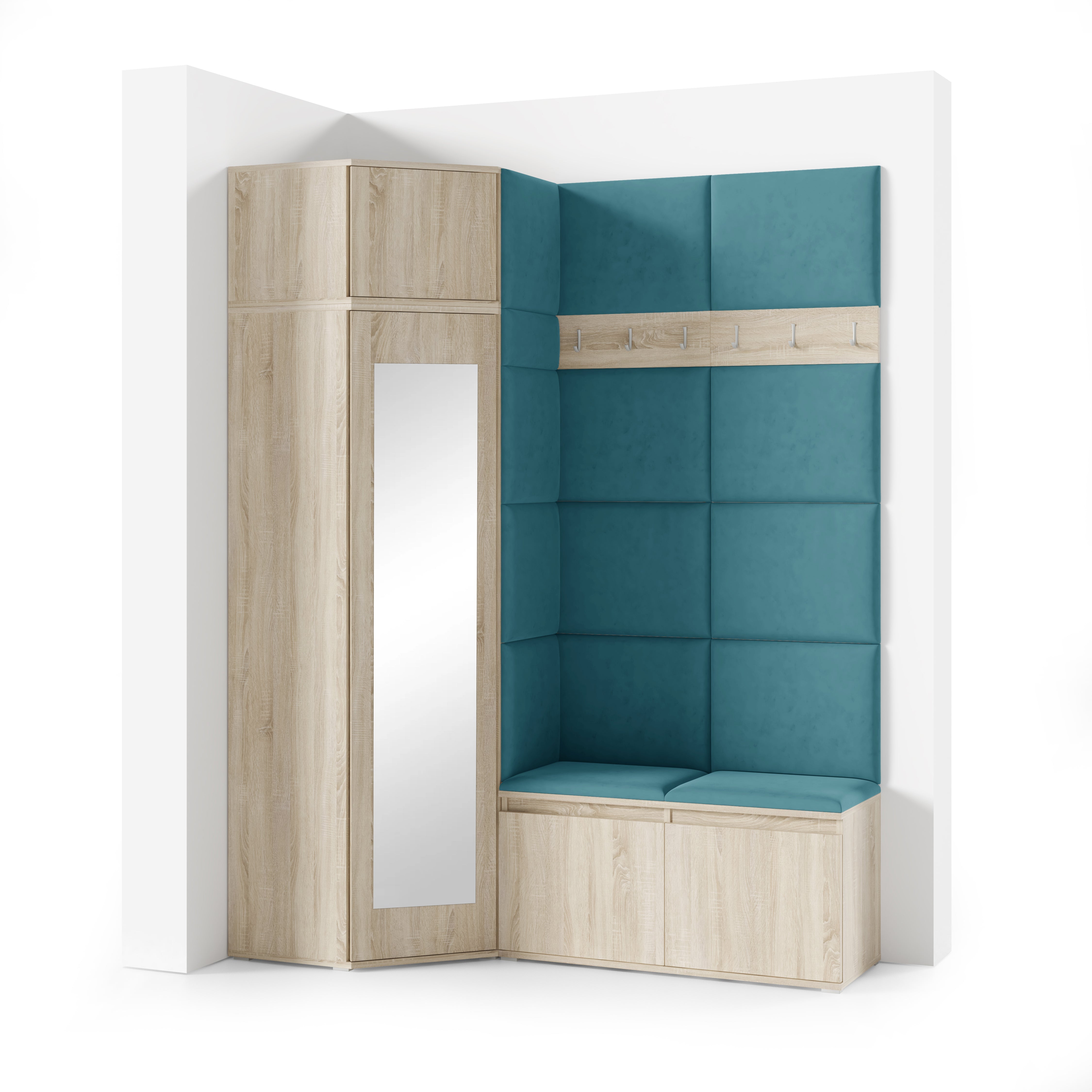 PK Emi 37 Flurschrank Sonoma Oak - Gepolsterte Paneele in verschiedenen Farben