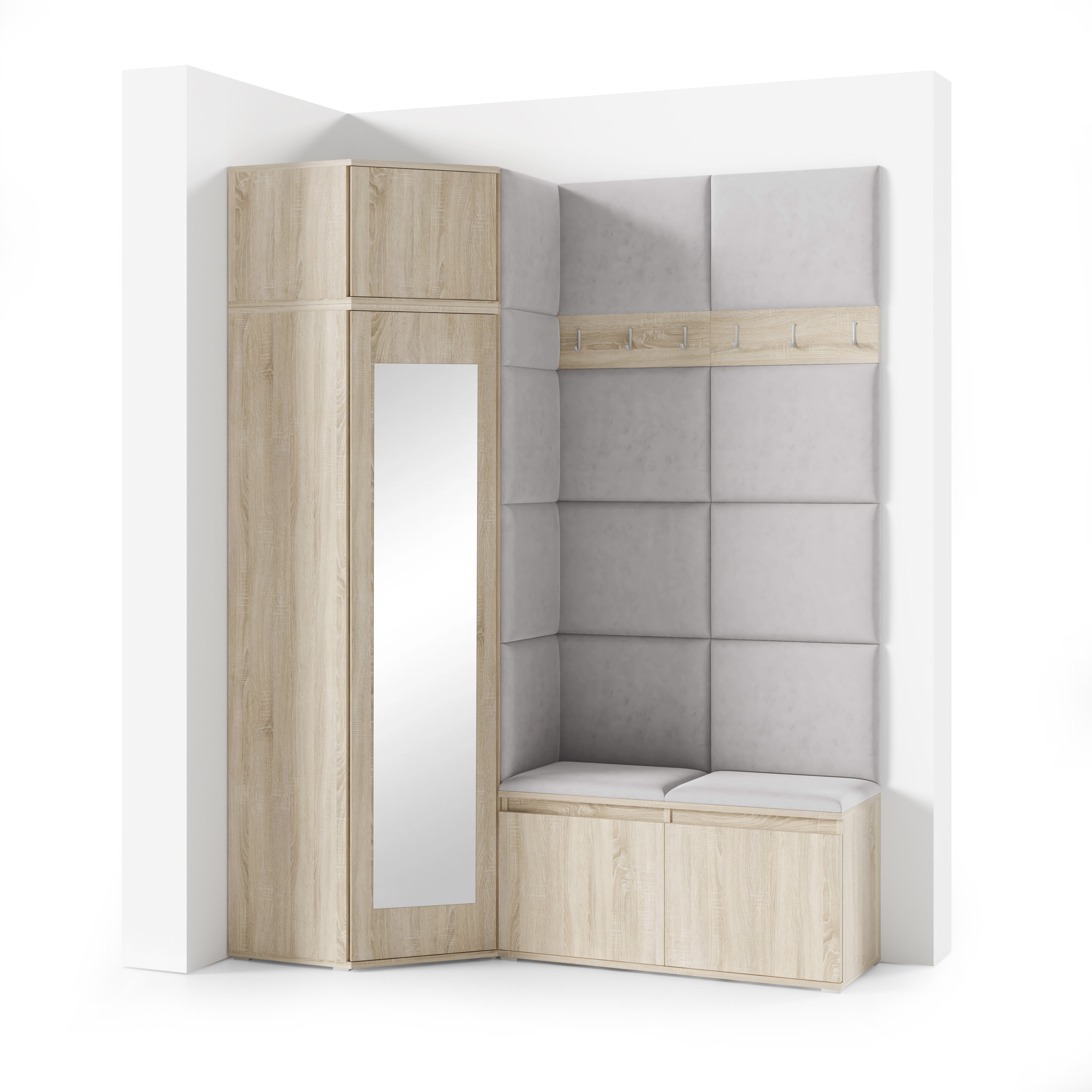 PK Emi 37 Flurschrank Sonoma Oak - Gepolsterte Paneele in verschiedenen Farben