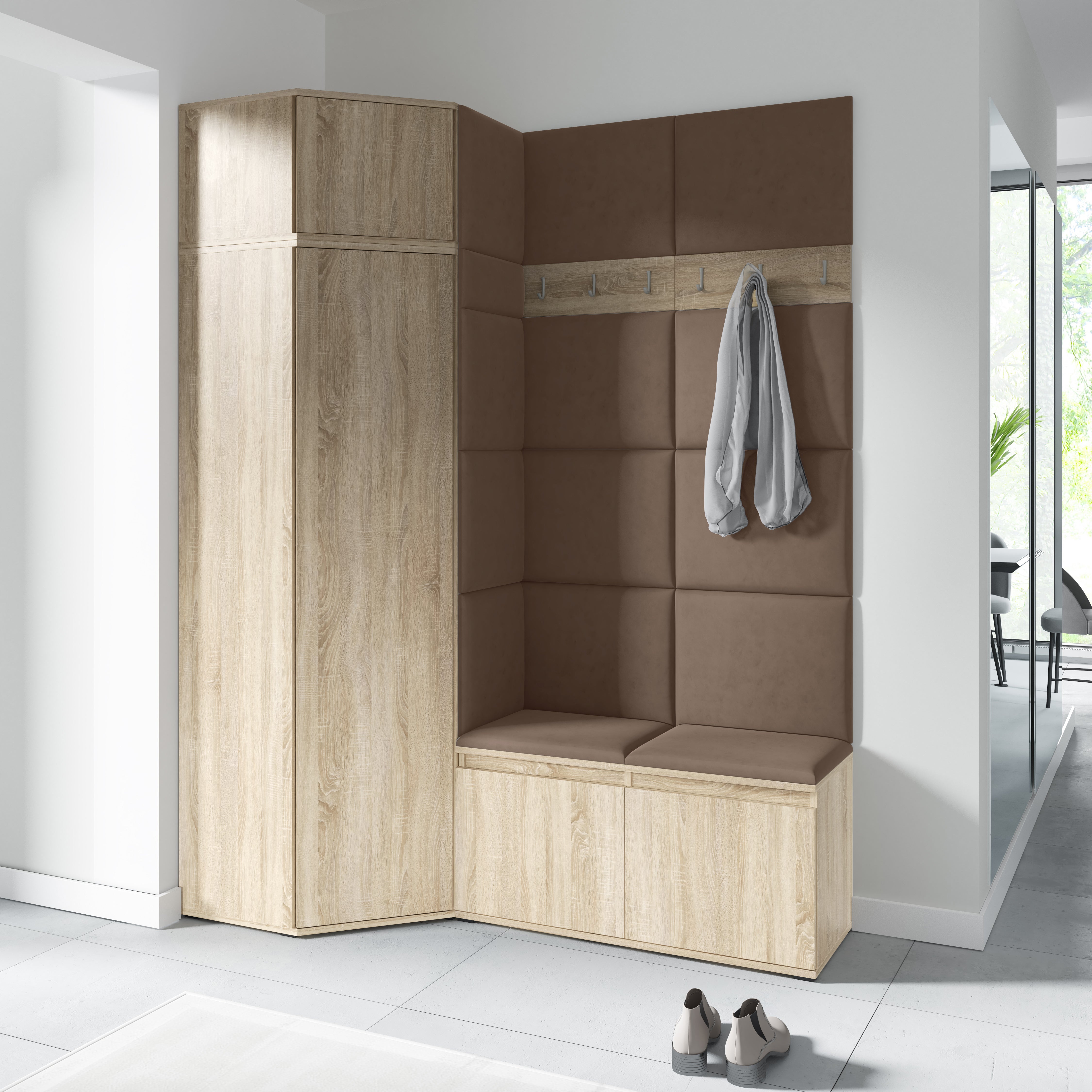 PK Emi 37 Flurschrank Sonoma Oak - Gepolsterte Paneele in verschiedenen Farben