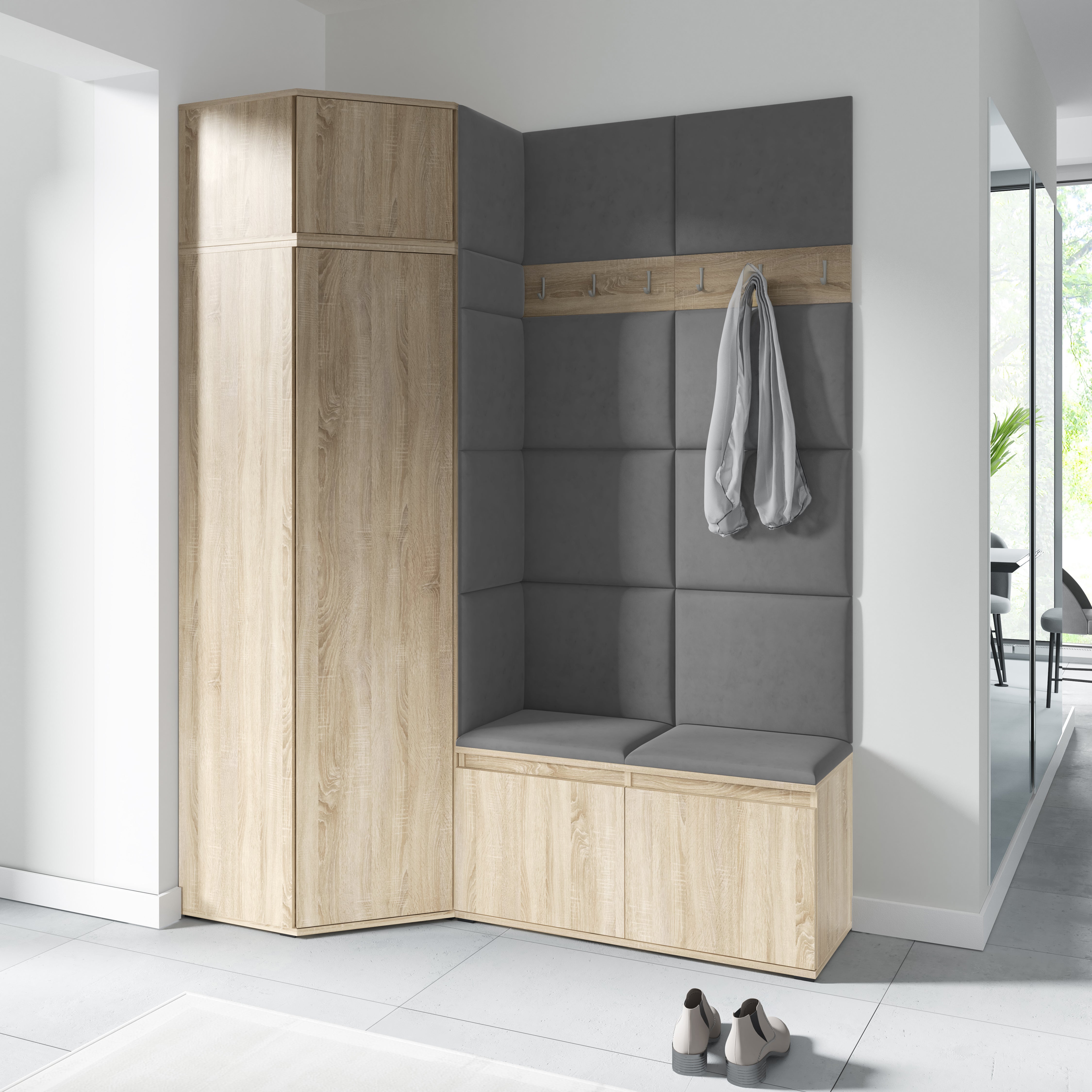 PK Emi 37 Flurschrank Sonoma Oak - Gepolsterte Paneele in verschiedenen Farben