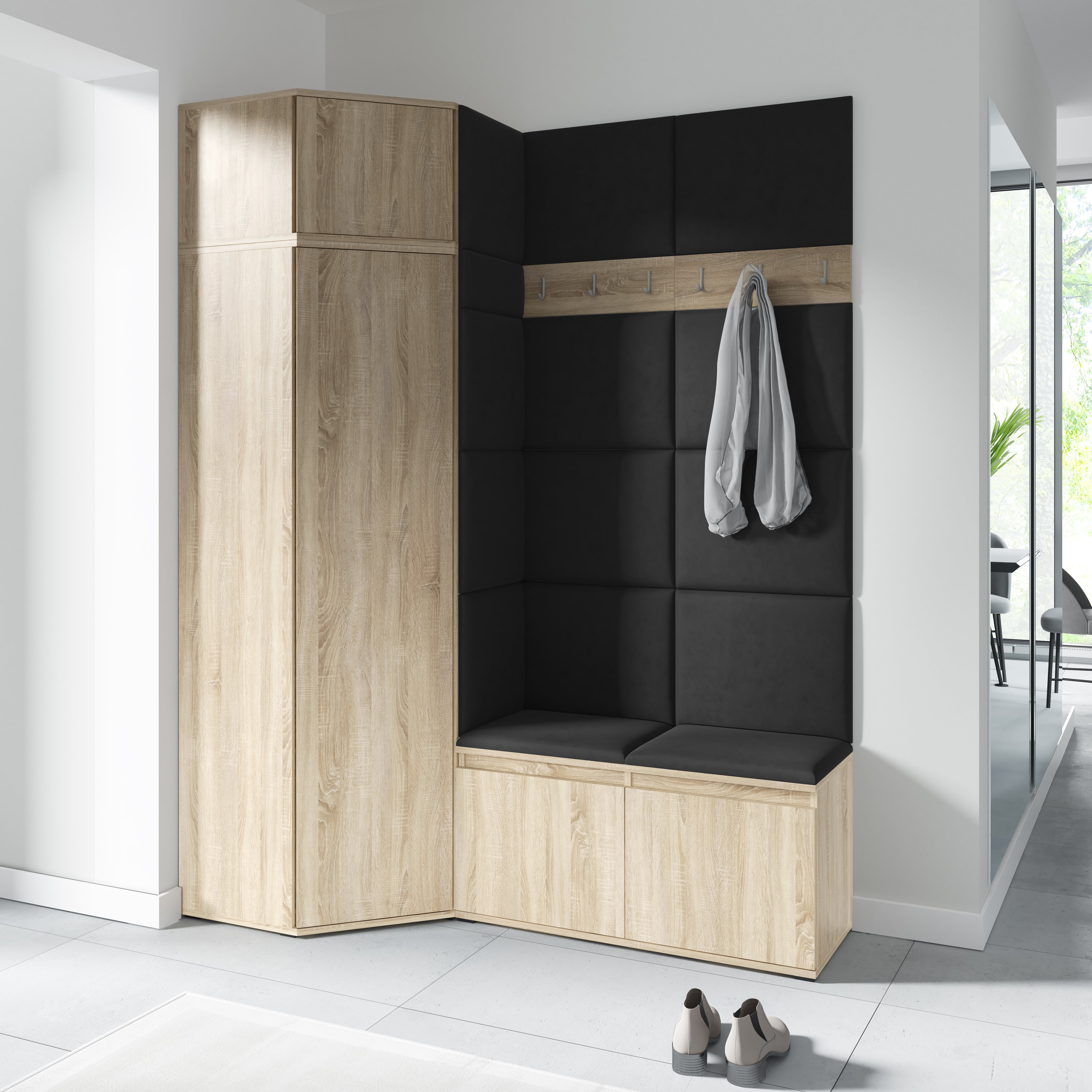 PK Emi 37 Flurschrank Sonoma Oak - Gepolsterte Paneele in verschiedenen Farben