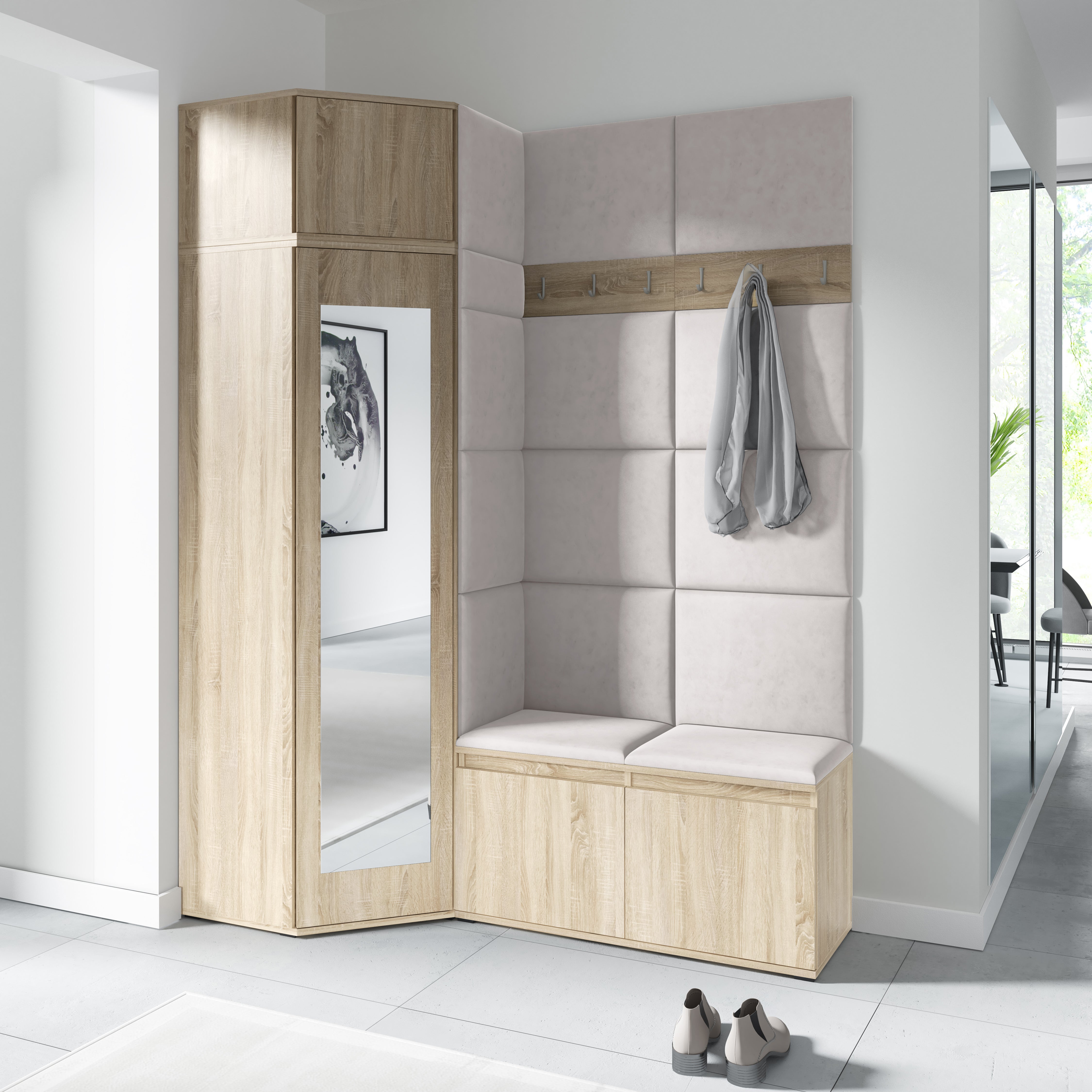 PK Emi 37 Flurschrank Sonoma Oak - Gepolsterte Paneele in verschiedenen Farben