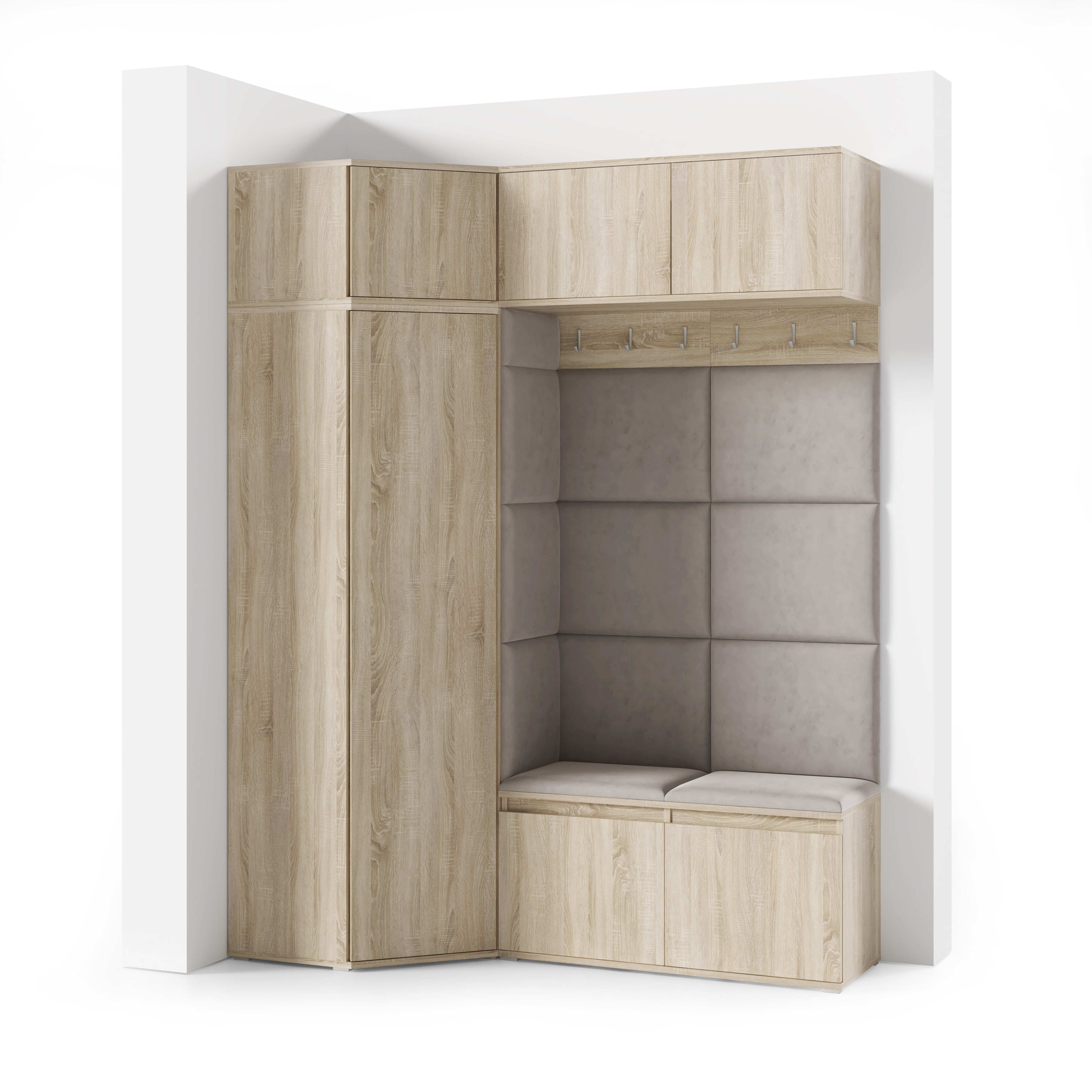 PK Emi 38 Hallway Wardrobe Sonoma Oak - Upholstered Panels in Various Colours
