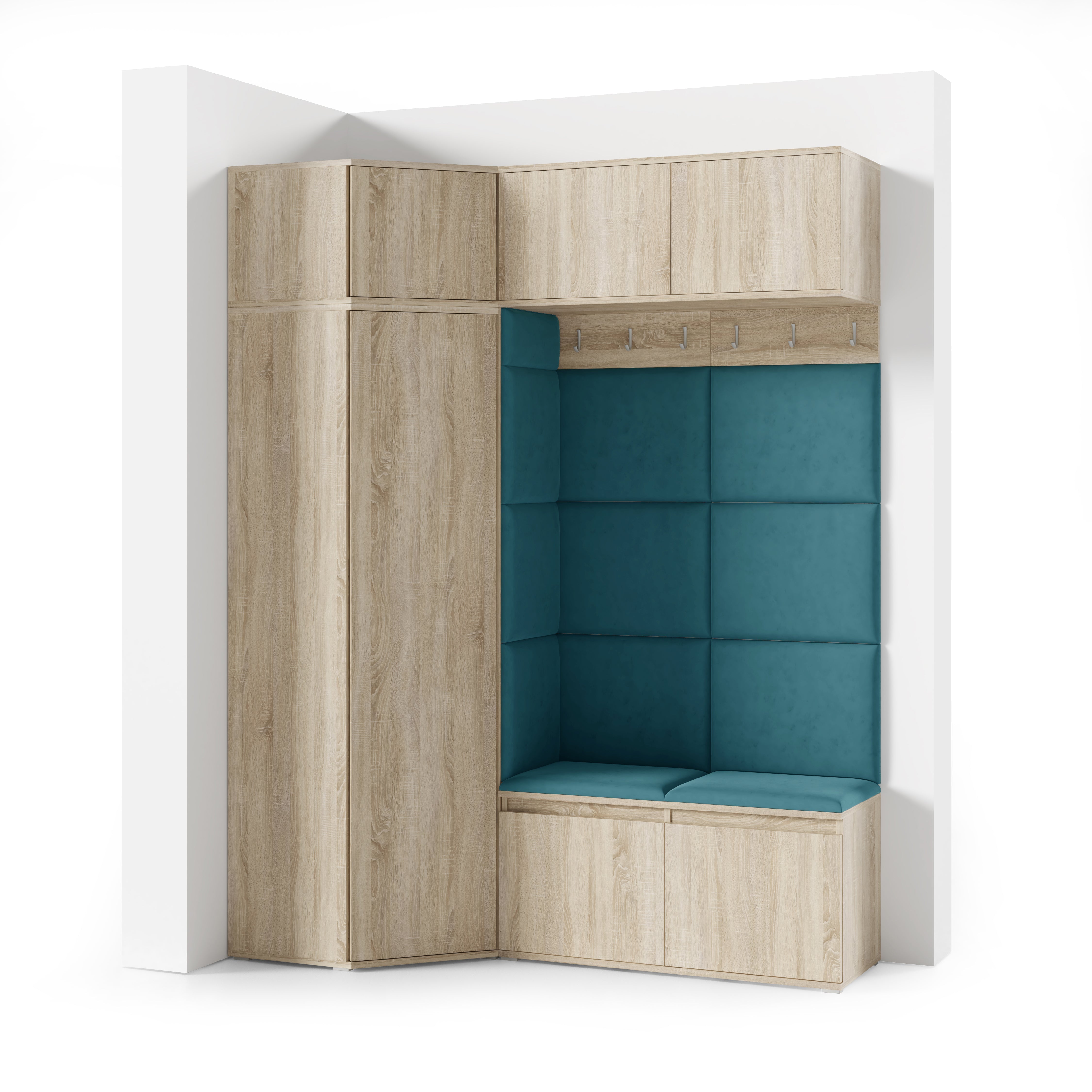 PK Emi 38 Hallway Wardrobe Sonoma Oak - Upholstered Panels in Various Colours