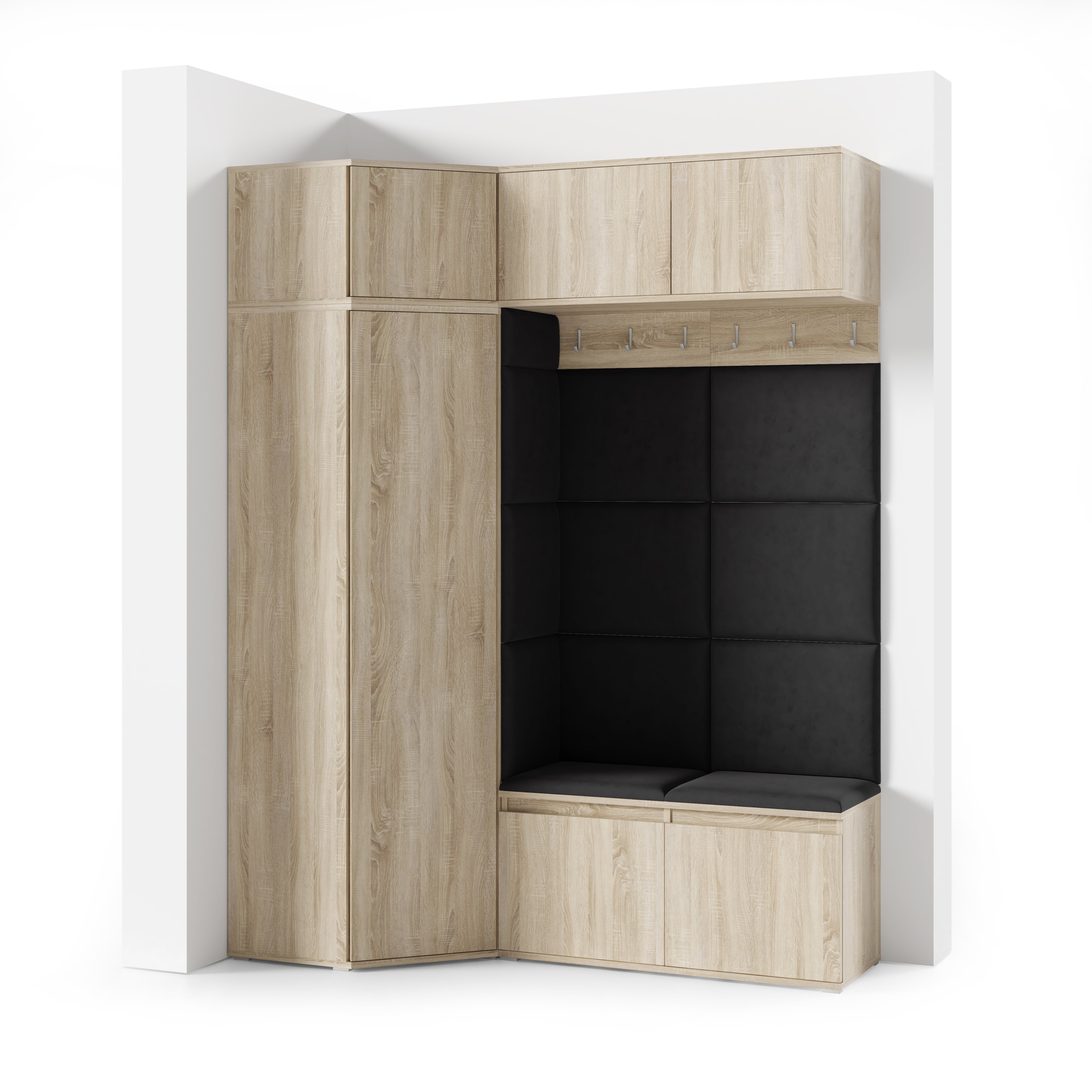 PK Emi 38 Hallway Wardrobe Sonoma Oak - Upholstered Panels in Various Colours