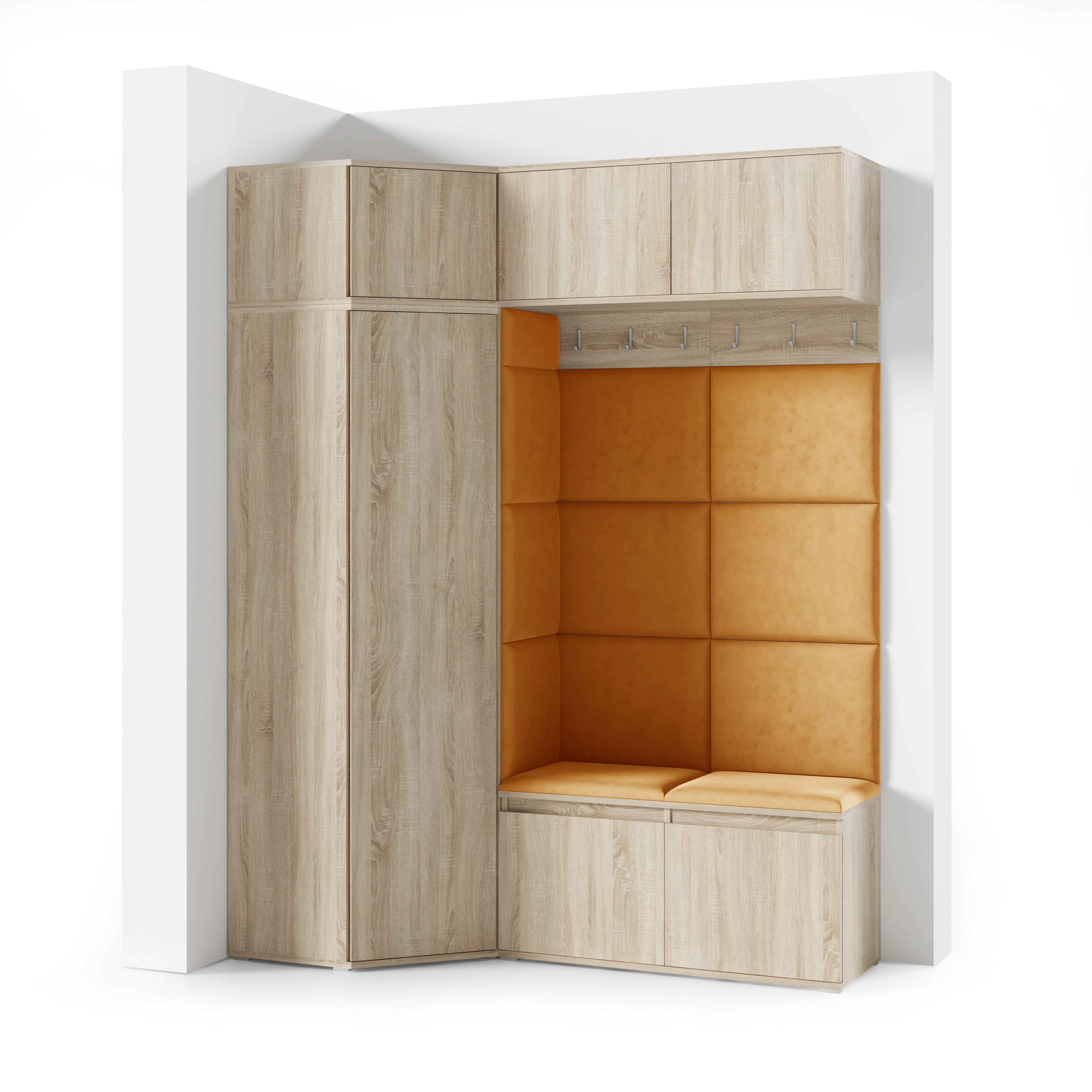 PK Emi 38 Hallway Wardrobe Sonoma Oak - Upholstered Panels in Various Colours