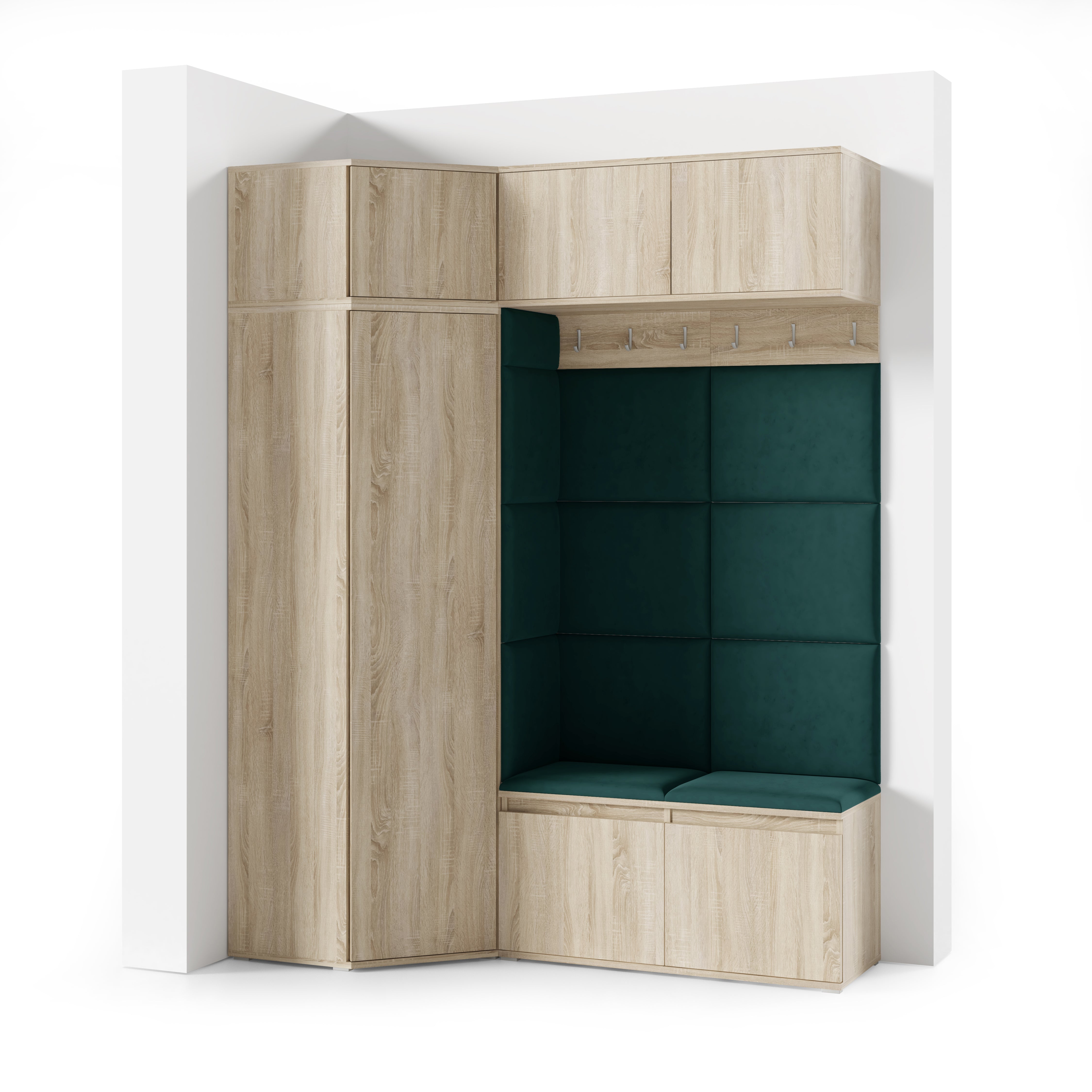 PK Emi 38 Hallway Wardrobe Sonoma Oak - Upholstered Panels in Various Colours