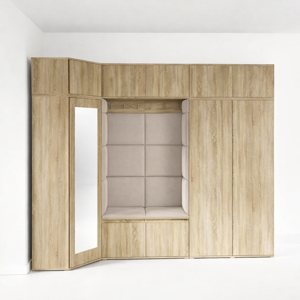 PK Emi 39 Hallway Wardrobe Sonoma Oak - Upholstered Panels in Various Colours