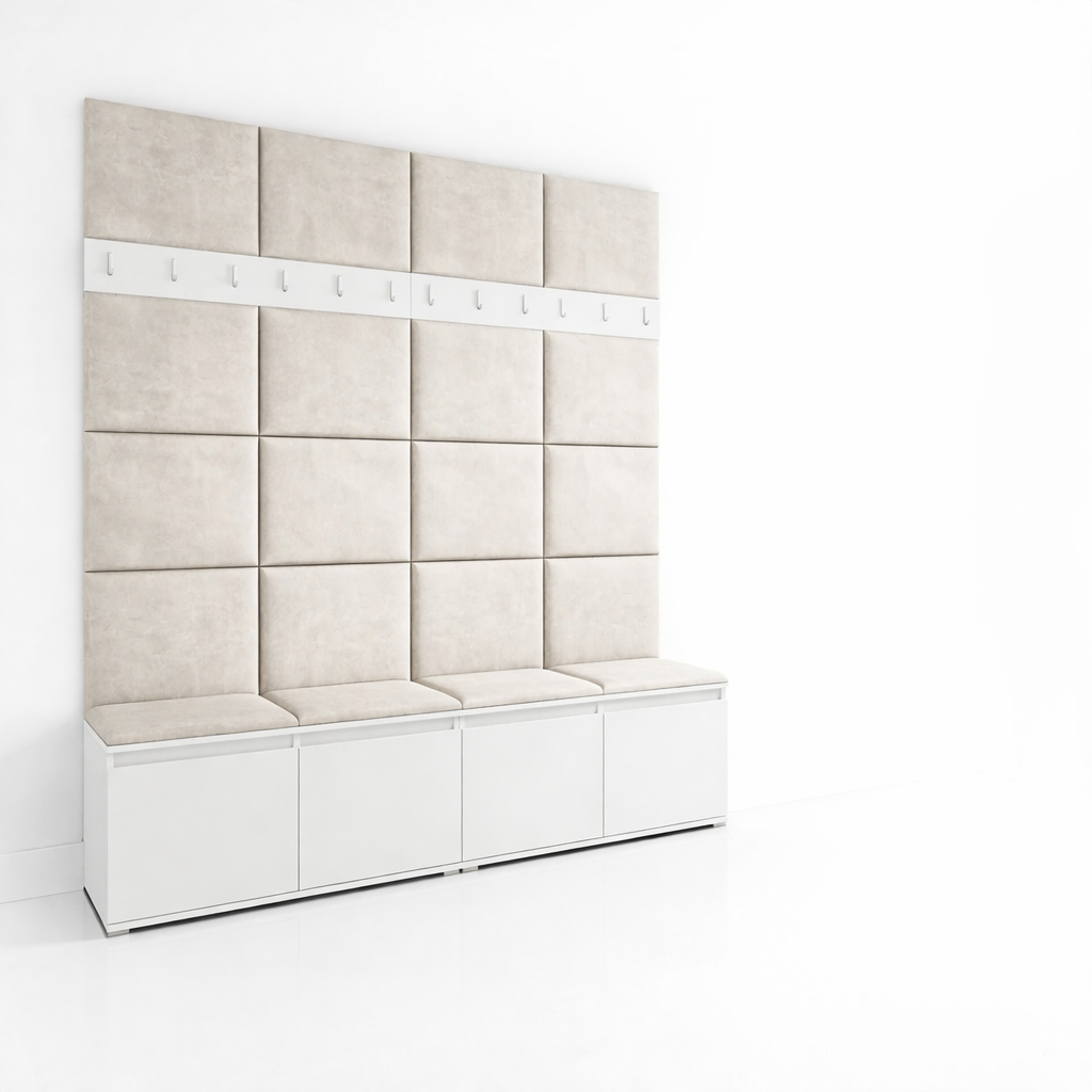 PK Emi 4 Hallway Wardrobe White - Upholstered Panels in Various Colours