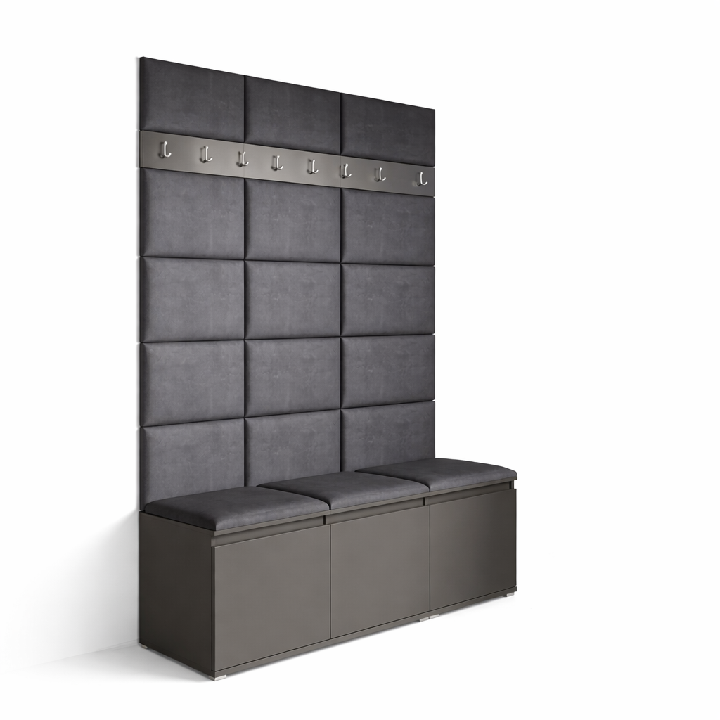 PK Emi 6 Hallway Wardrobe Graphite- Upholstered Panels in Various Colours