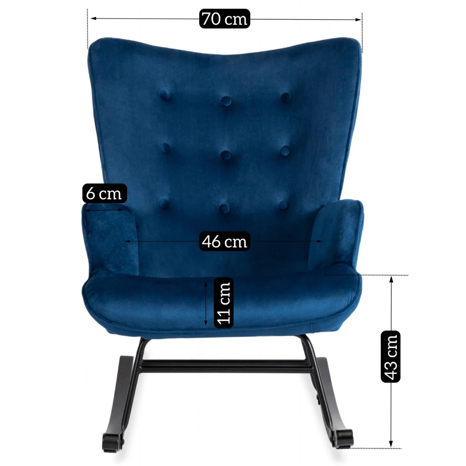 Elite ELIS Navy Blue Velvet Rocking Chair