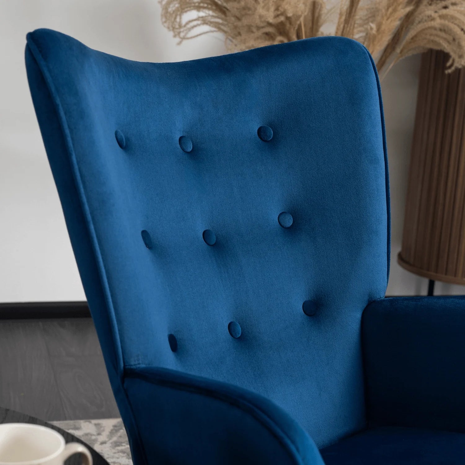 Elite ELIS Navy Blue Velvet Rocking Chair