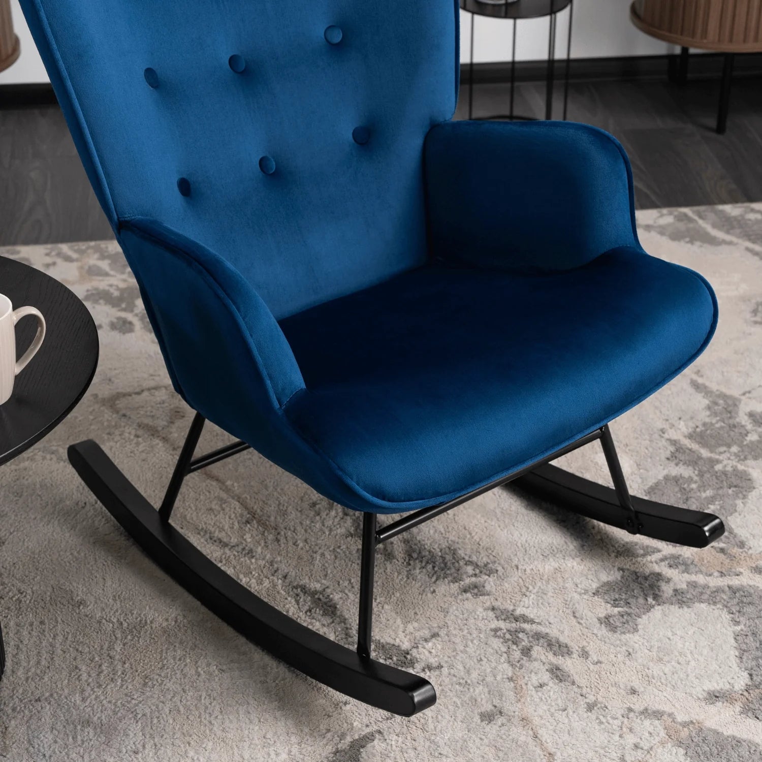 Elite ELIS Navy Blue Velvet Rocking Chair