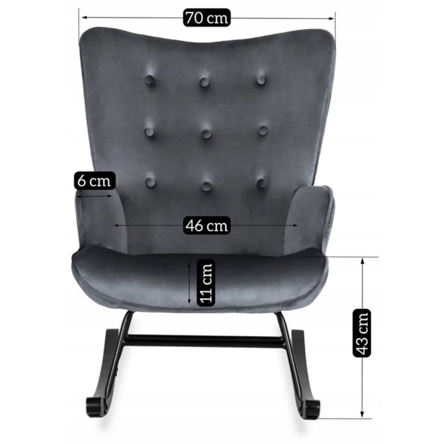 Elite ELIS Grey Velvet Rocking Chair