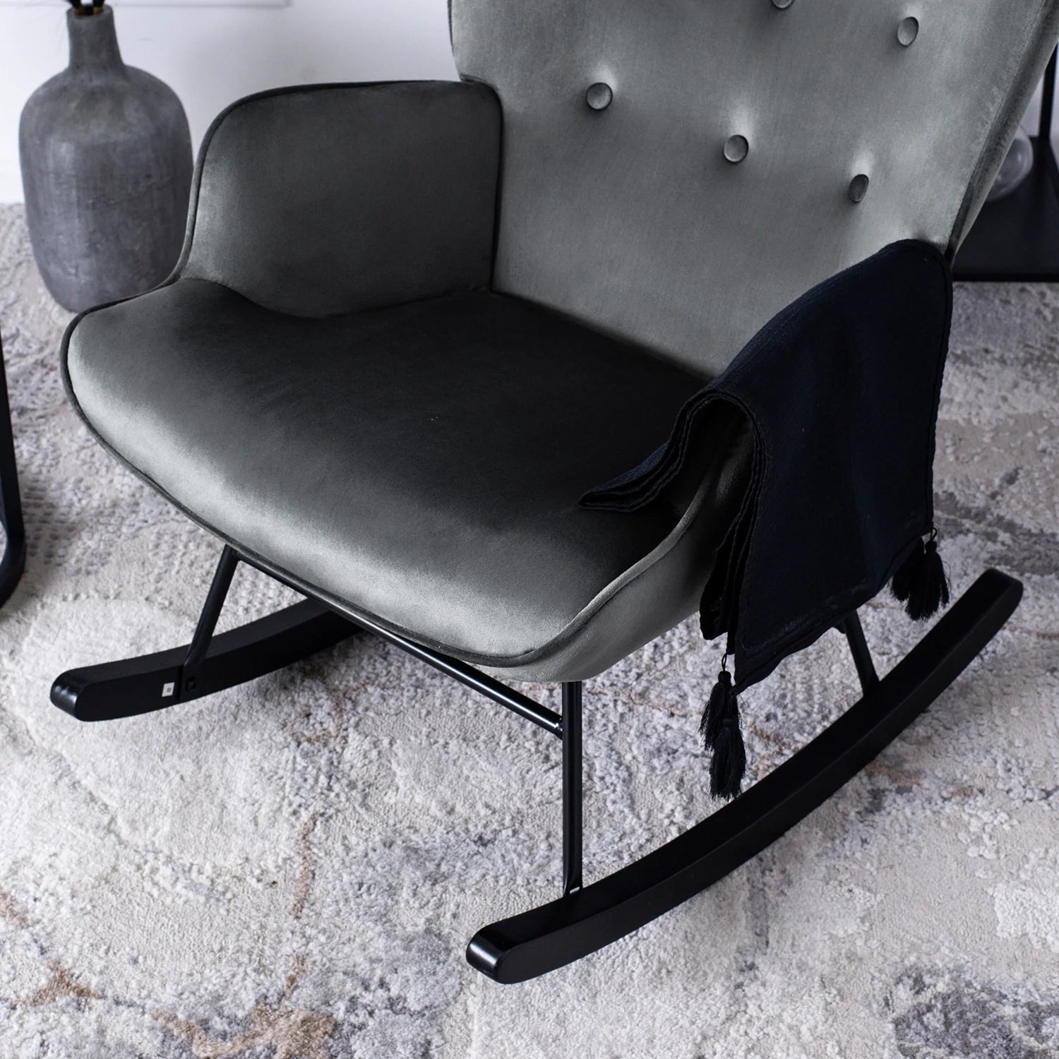 Elite ELIS Grey Velvet Rocking Chair