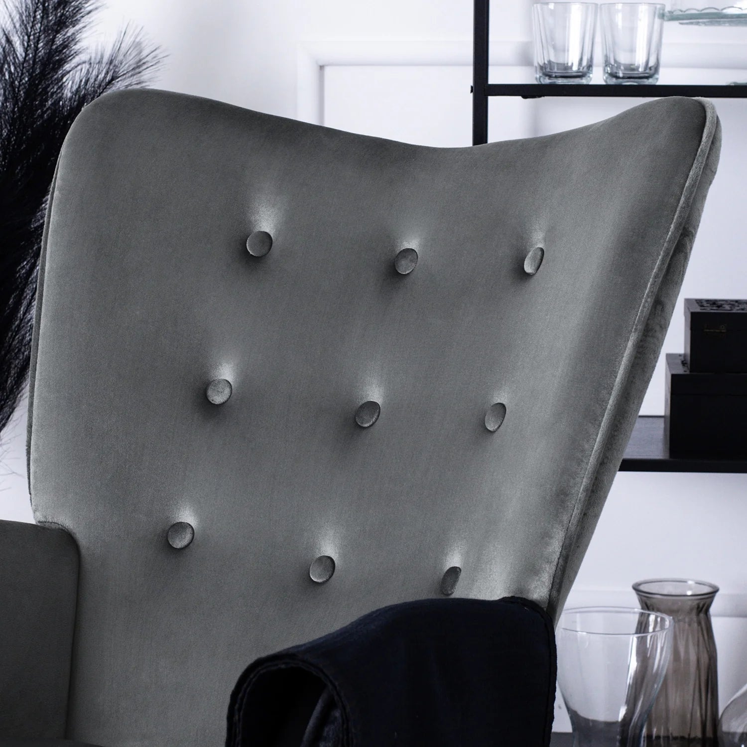 Elite ELIS Grey Velvet Rocking Chair