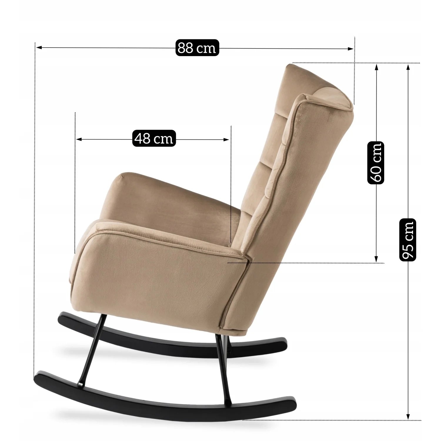 Elite JACKSON Beige Velvet Rocking Chair
