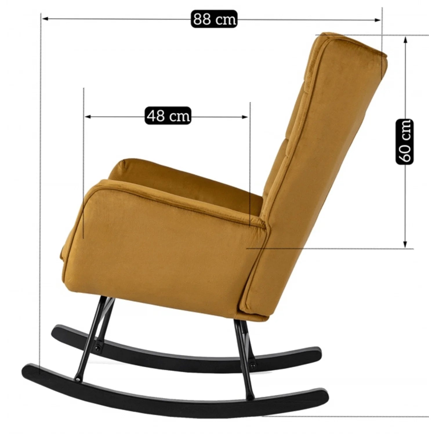 Elite JACKSON Mustard Velvet Rocking Chair
