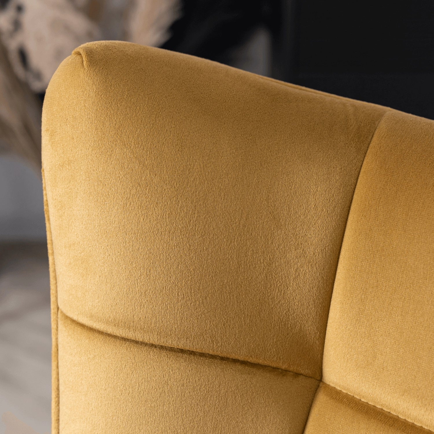 Elite JACKSON Mustard Velvet Rocking Chair