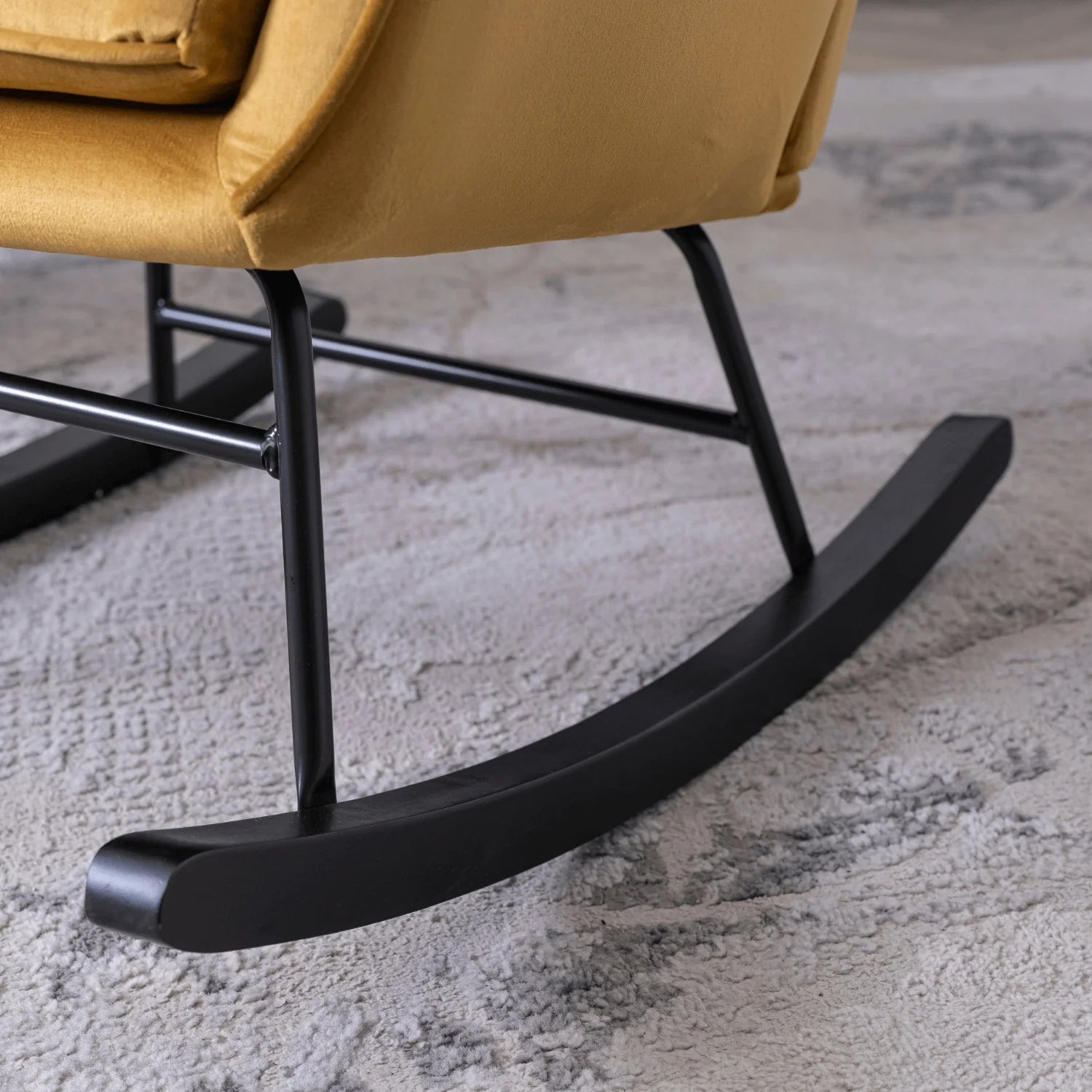 Elite JACKSON Mustard Velvet Rocking Chair