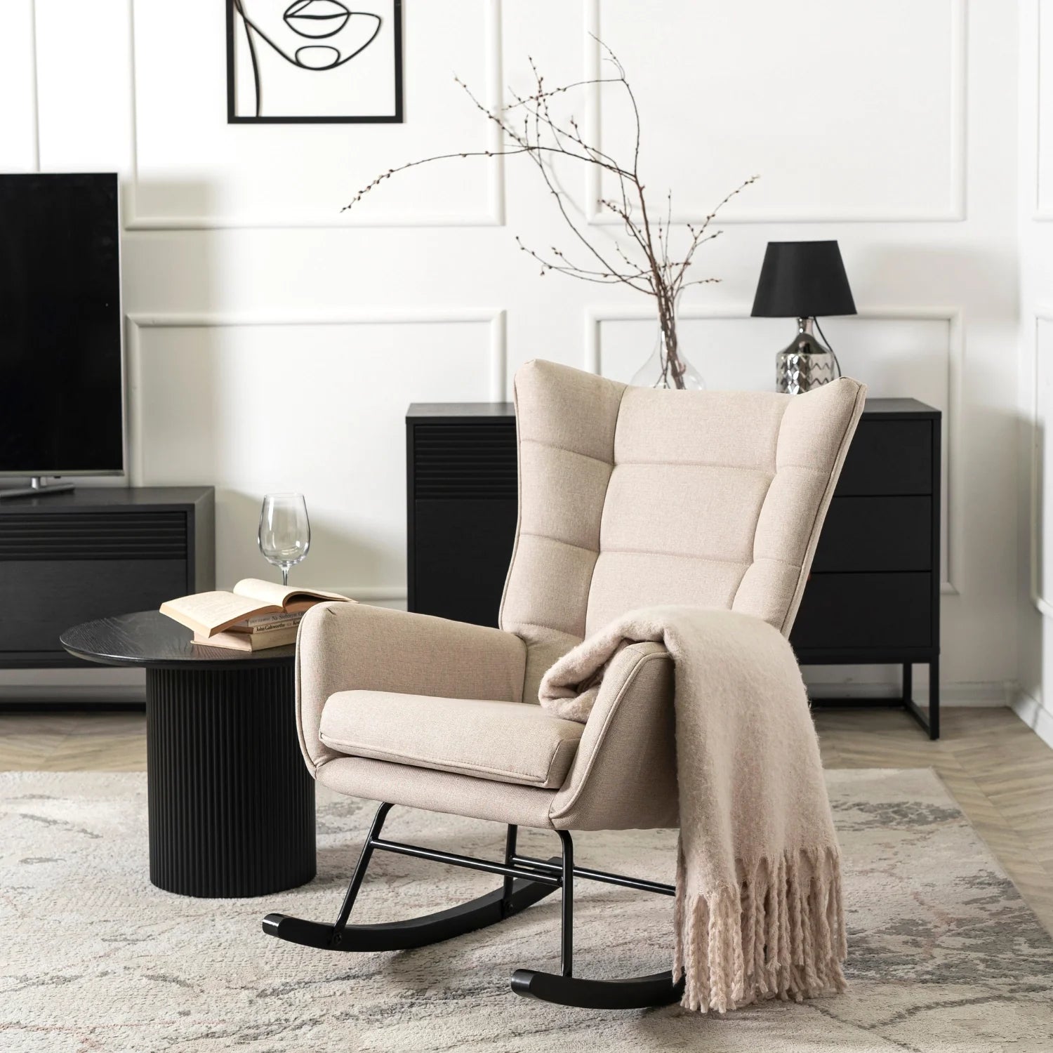 Elite JACKSON Beige Fabric Rocking Chair