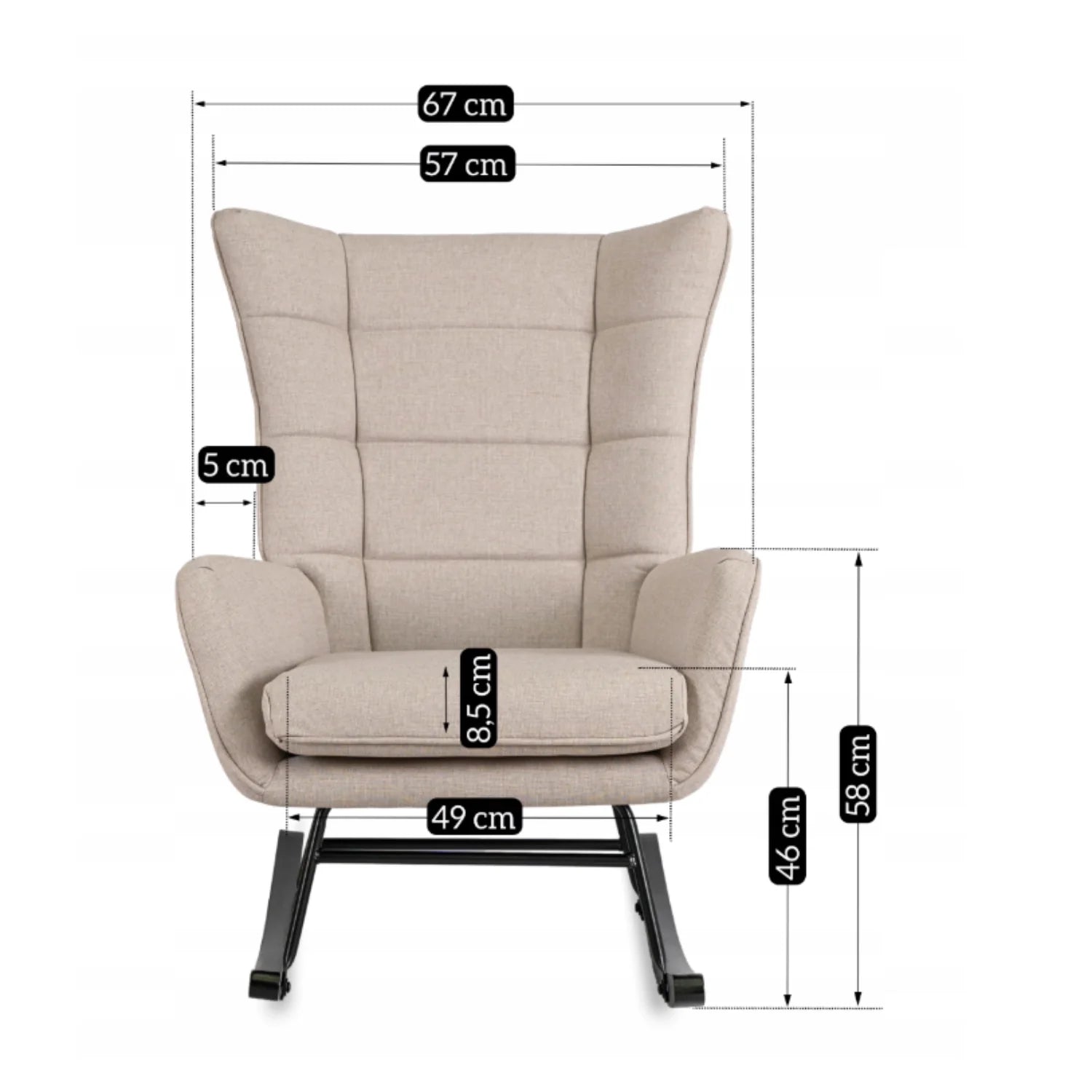 Elite JACKSON Beige Fabric Rocking Chair