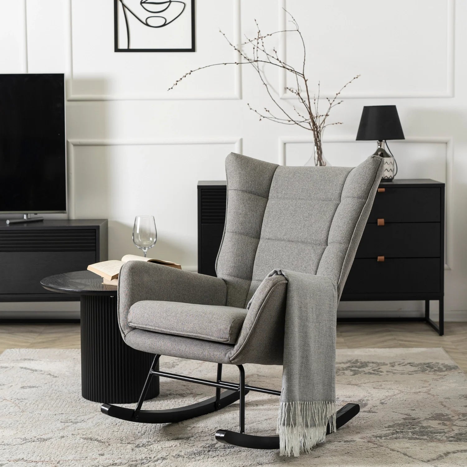 Elite JACKSON Grey Fabric Rocking Chair