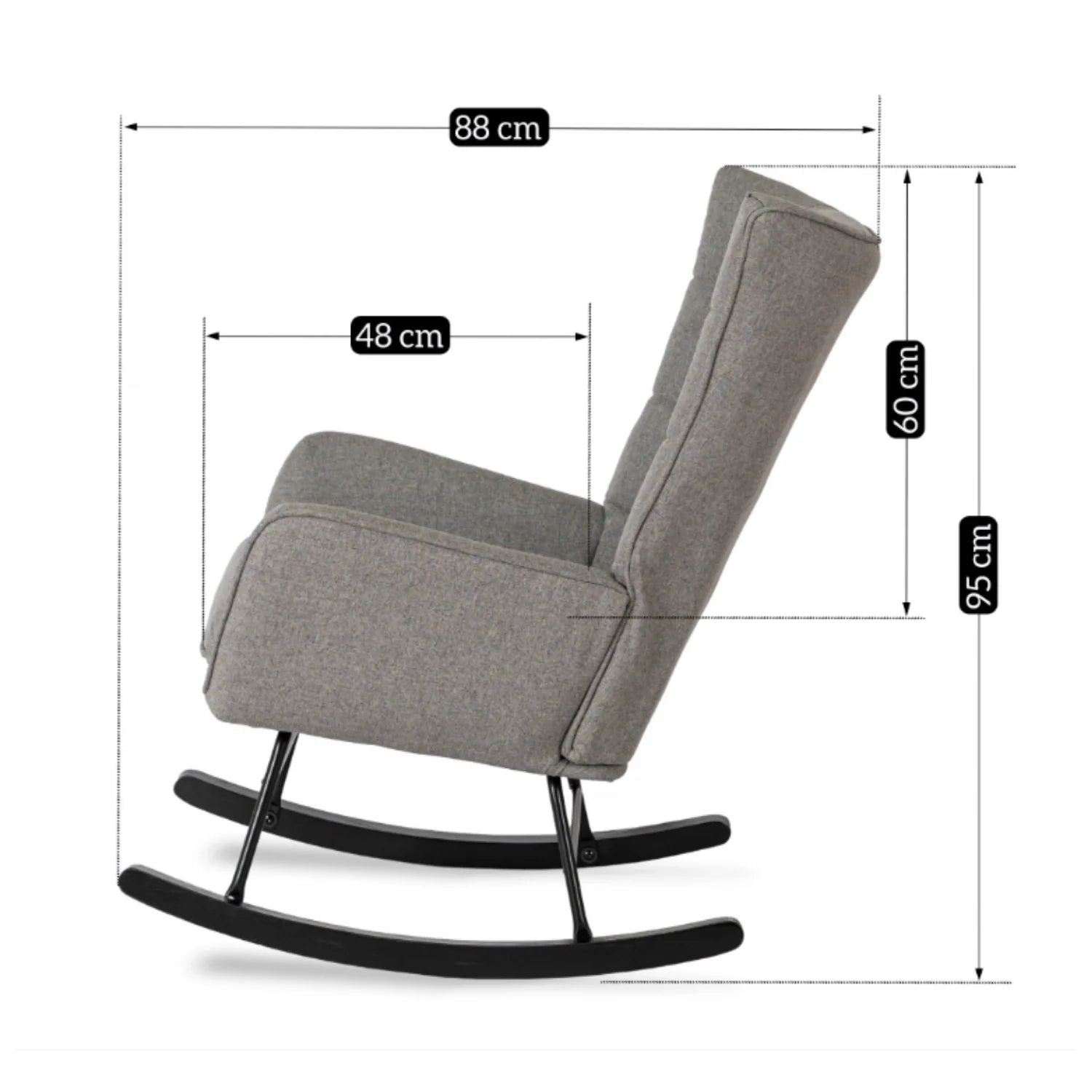 Elite JACKSON Schaukelstuhl aus grauem Stoff