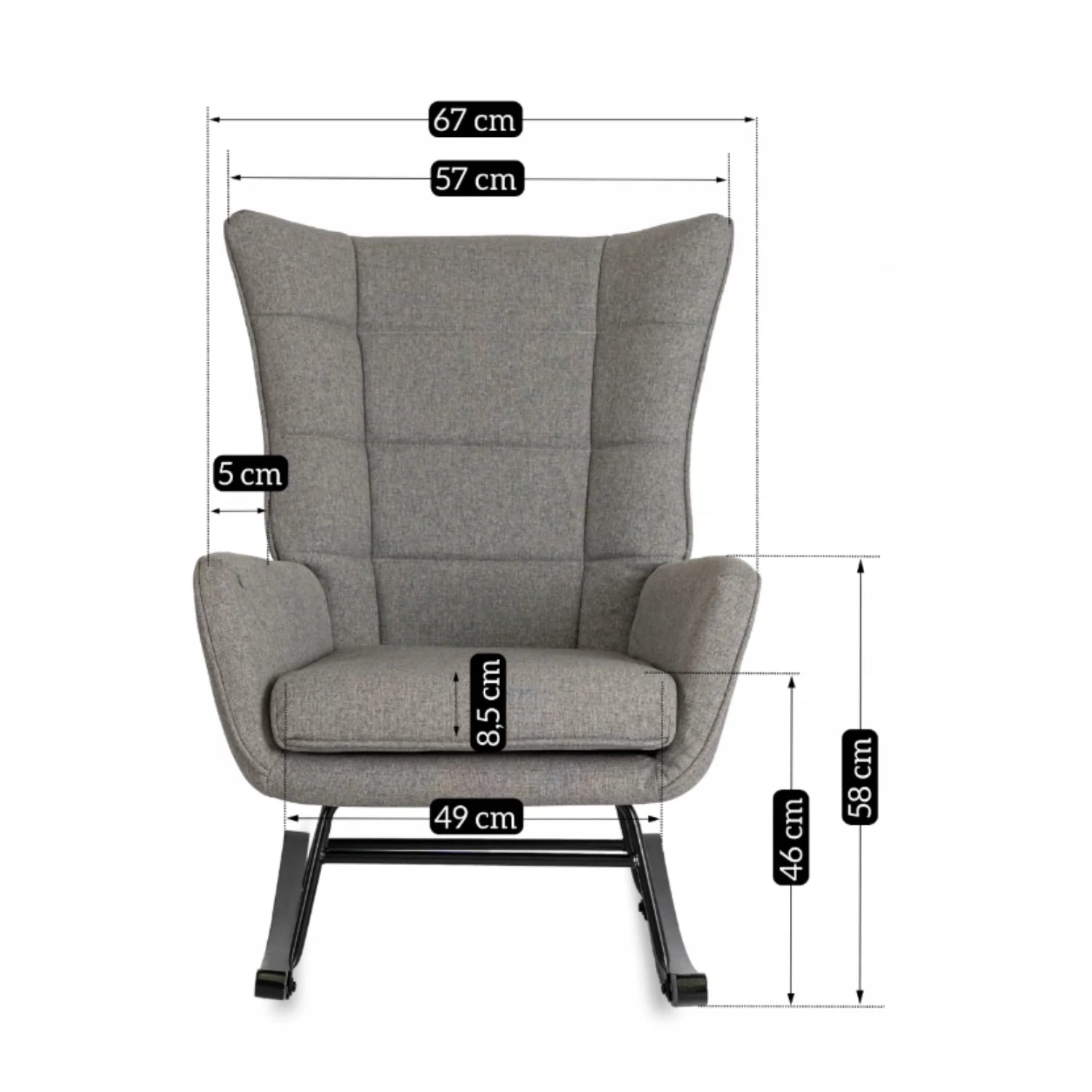 Elite JACKSON Schaukelstuhl aus grauem Stoff