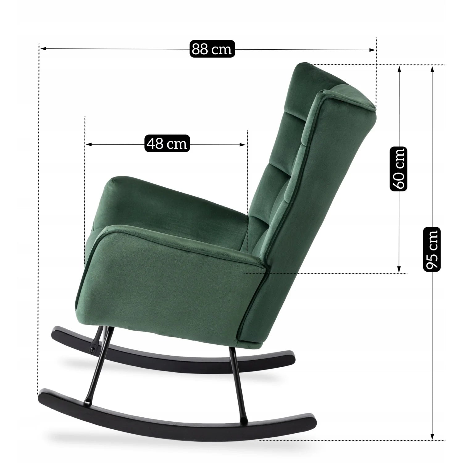 Elite JACKSON Green Velvet Rocking Chair