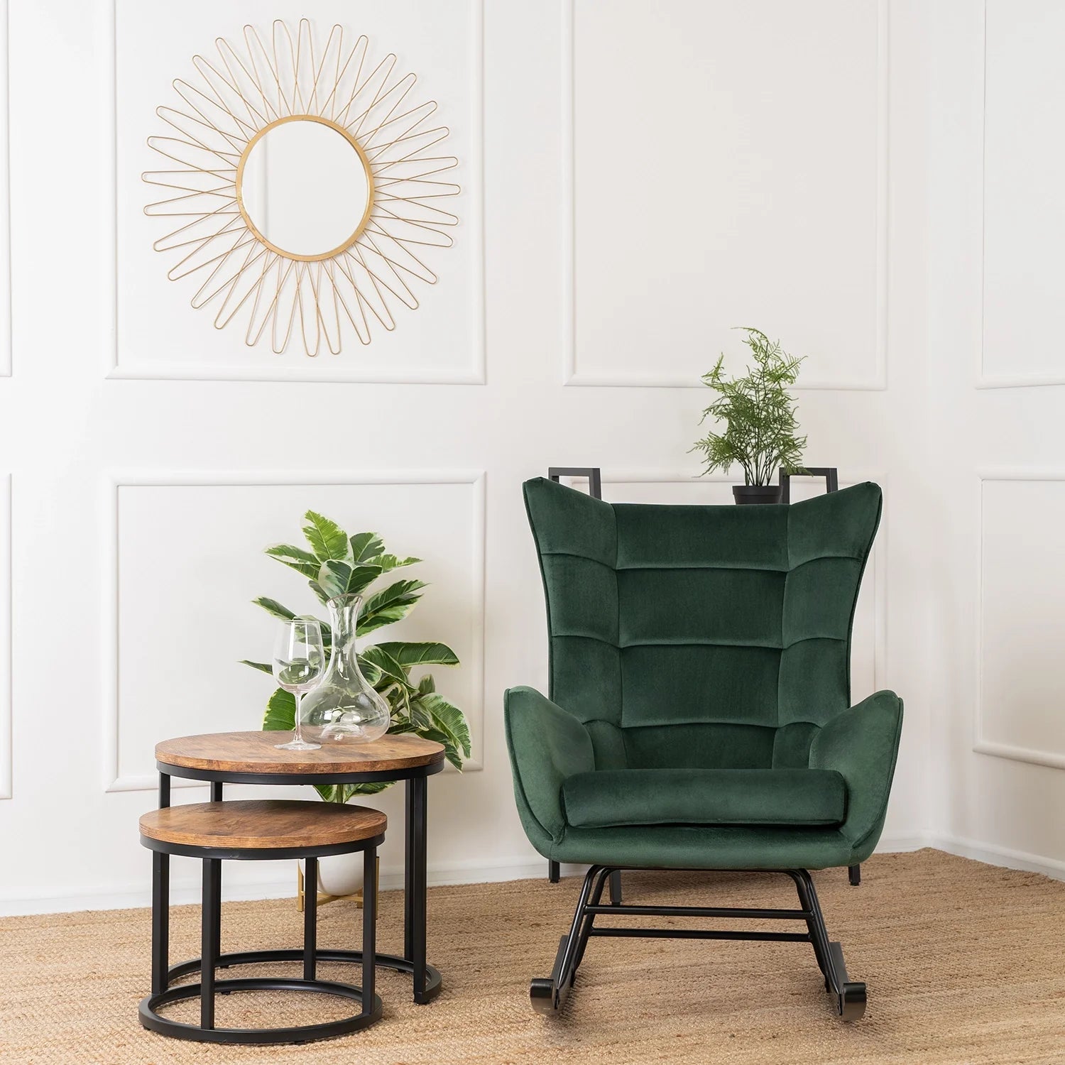 Elite JACKSON Green Velvet Rocking Chair