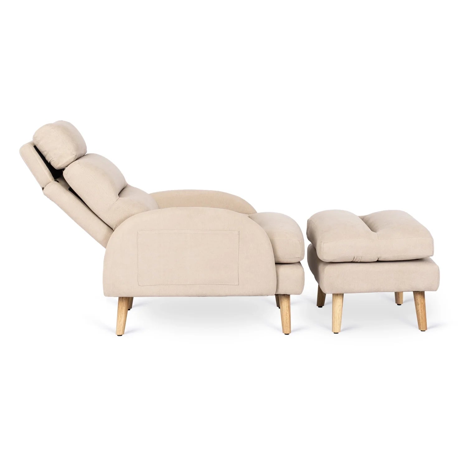 Elite HENRY Beige Recliner Armchair with Footrest