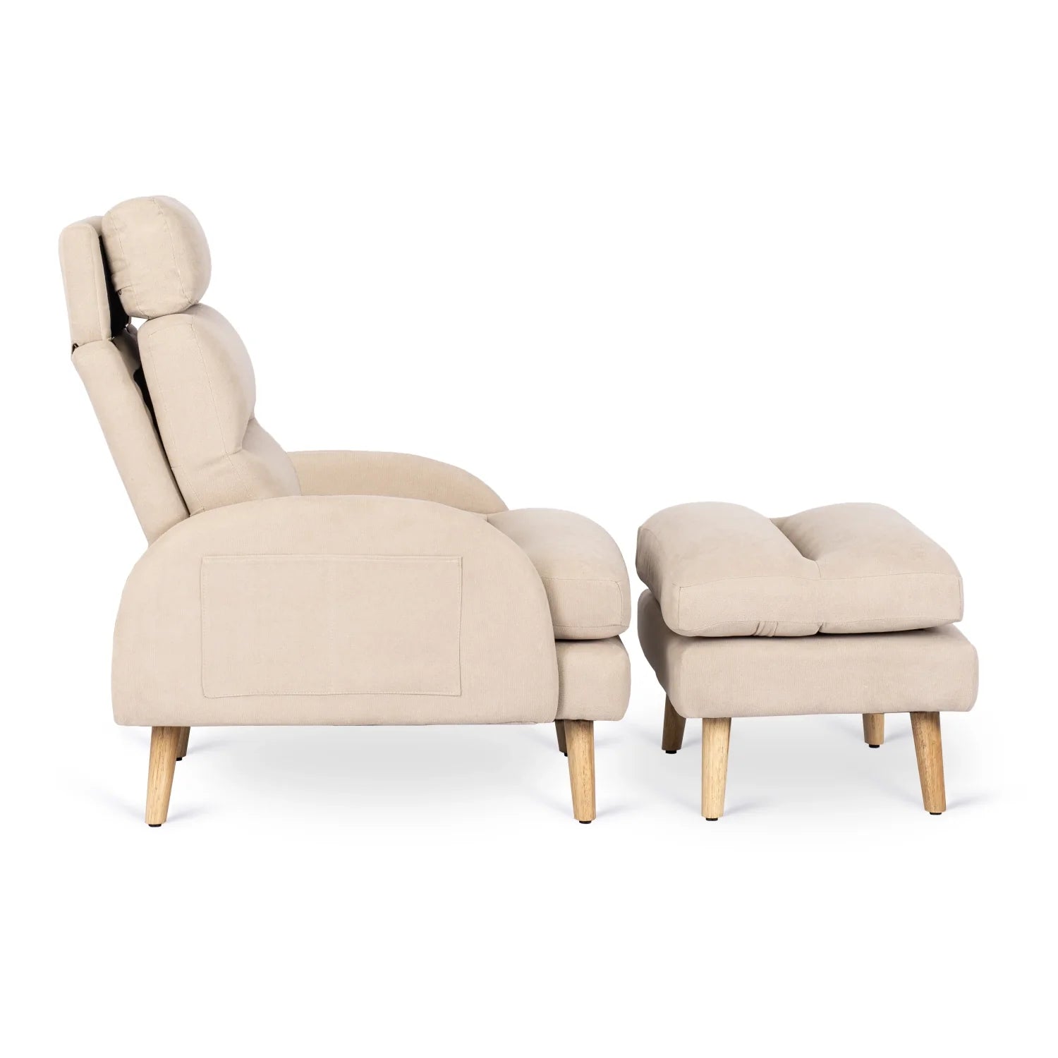 Elite HENRY Beige Recliner Armchair with Footrest