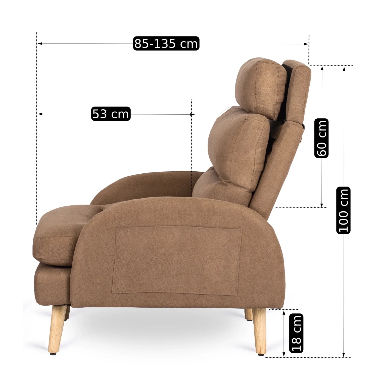Elite HENRY Brown Recliner Armchair with Footrest